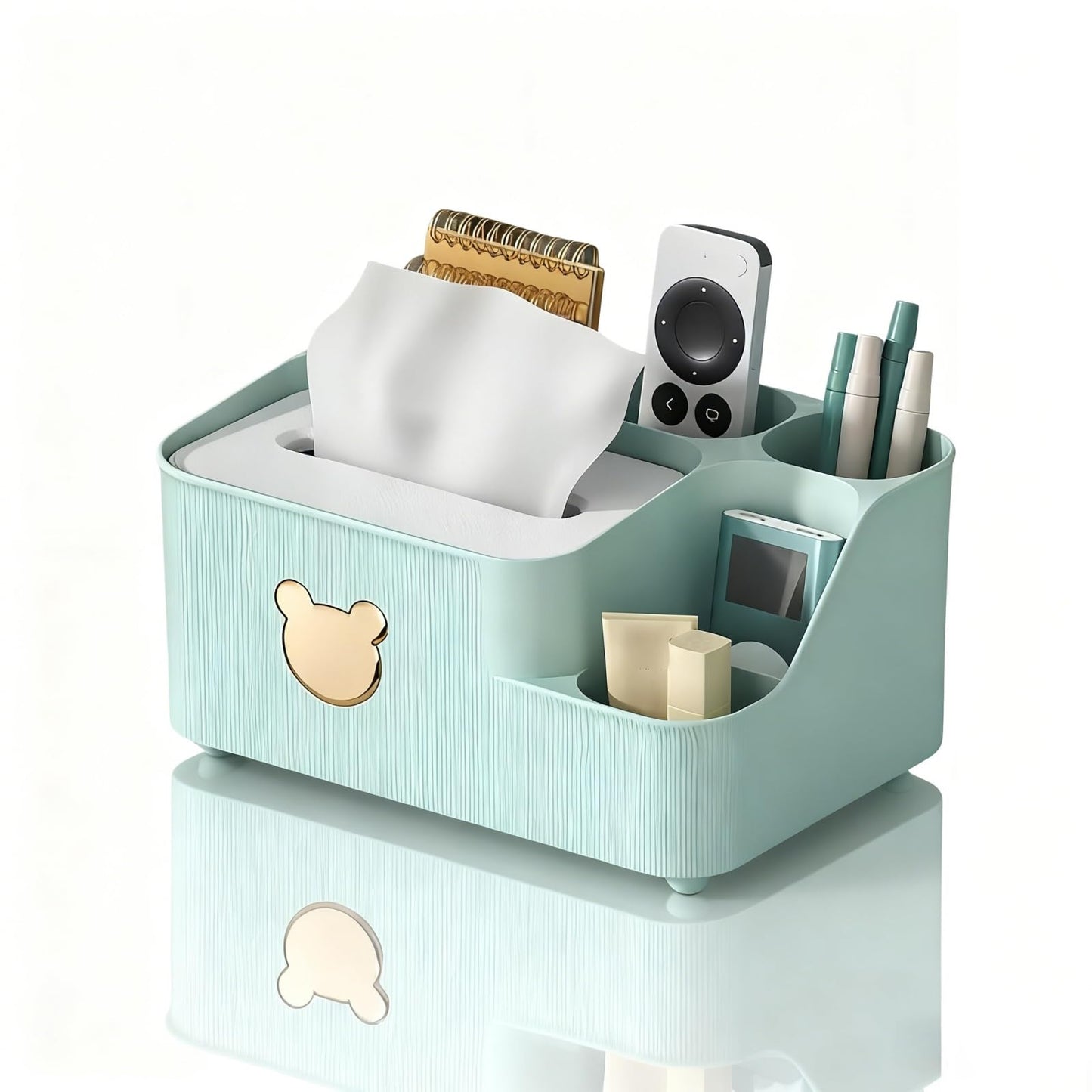 Multifunctional Tissue Box Cover with Storage,Square Tissue Box Holder and Remote Box,Modern Cube Tissue Cover Bedside Organizer for Nightstand End Table. BST220