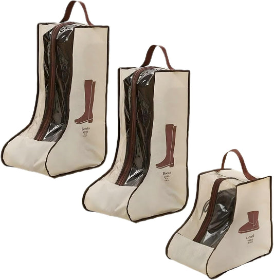3 Pcs Portable Boots Storage Bag, Beige Widen Tall Boots Storage, Short Shoe Dust Proof Bags for Storage, Organizer Protector Bag, Shoe Travel Bags for Cowboy Boots, Packing, Home Storage BST326L