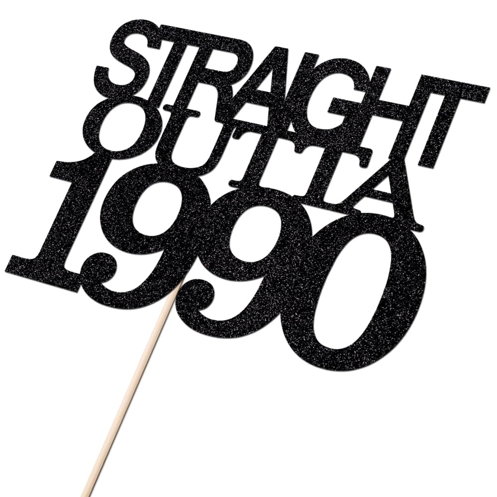 Black Glitter Straight Outta 1961 Cake Topper,Hello 65,Funny 65th | Birthday Cake Topper,65 Fabulous,Cheer to 65 Years,Men and Women 65th Birthday/Wedding/Anniversary Party Decorations BST202