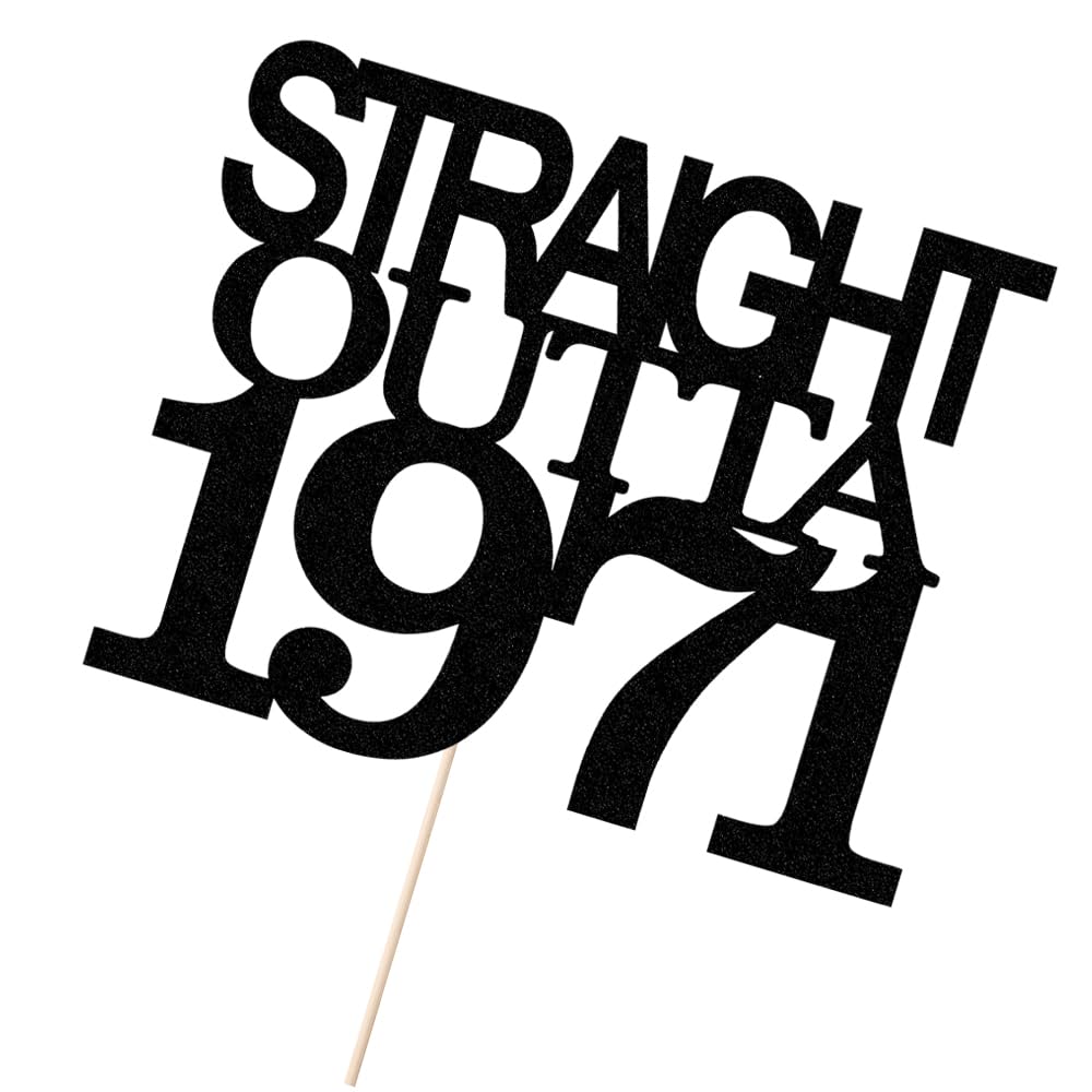 Black Glitter Straight Outta 1961 Cake Topper,Hello 65,Funny 65th | Birthday Cake Topper,65 Fabulous,Cheer to 65 Years,Men and Women 65th Birthday/Wedding/Anniversary Party Decorations BST202
