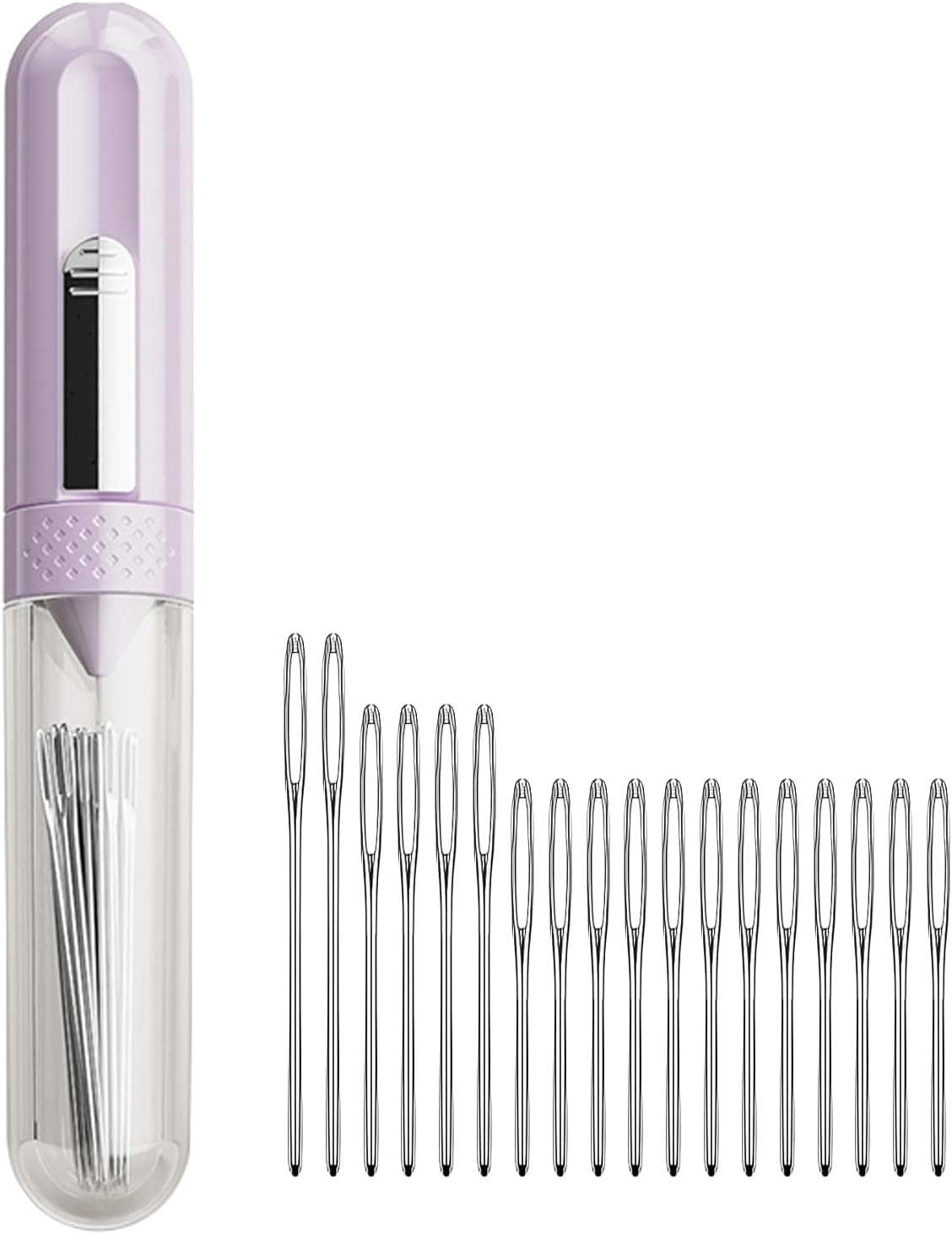 UrBestChoose 5-in-1 Hand Sewing Needle Threader Kit with 18 Needles – Needle Threader, Needle Storage, Seam Ripper, Thimble, Magnetic Needle Minder for Embroidery & Cross Stitch (Purple) BST326L