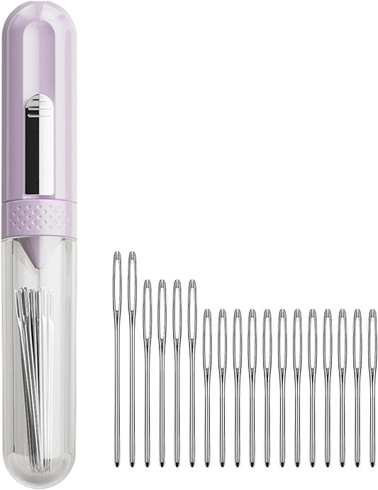 UrBestChoose 5-in-1 Hand Sewing Needle Threader Kit with 18 Needles – Needle Threader, Needle Storage, Seam Ripper, Thimble, Magnetic Needle Minder for Embroidery & Cross Stitch (Purple) BST326L