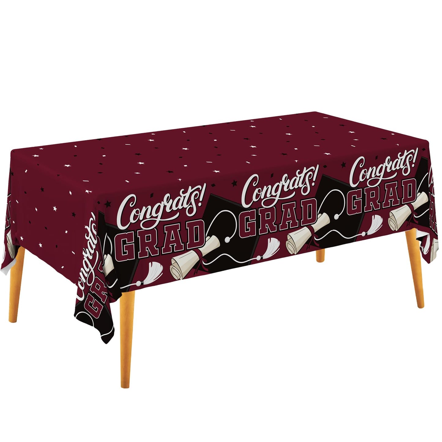Gatherfun Graduation Decorations 2026 Kit - 2 Pcs Red Gongrats Grad Tablecover for Party Decorations，Graduation Plastic Table Covers 54"x108" BST326L