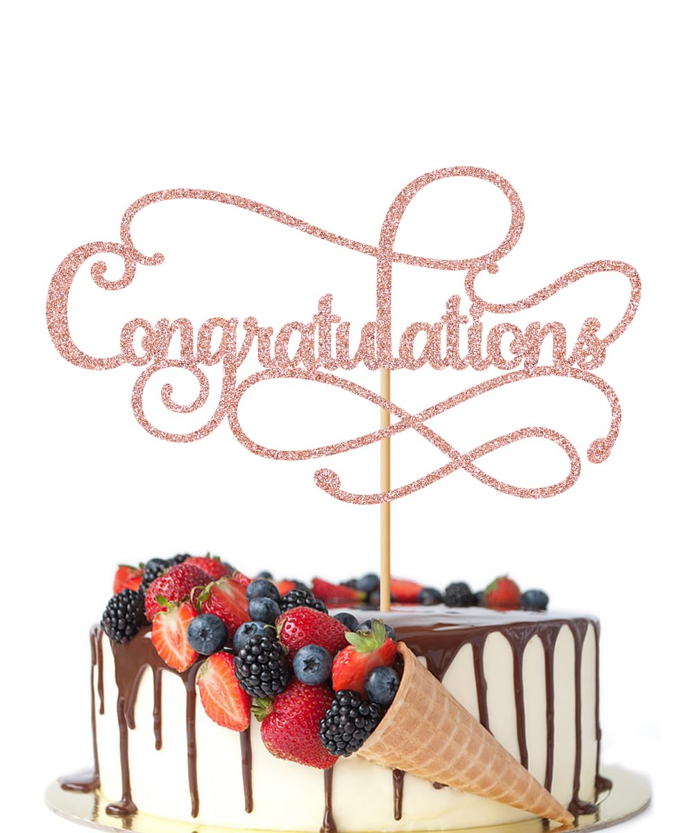 Congratulations Cake Topper,Congratulations 2026 Graduation | Cake Topper,Graduation, Wedding, Retirement, Birthday, Anniversary, Celebration Party Decorations Supplies (Black Gold) BST202