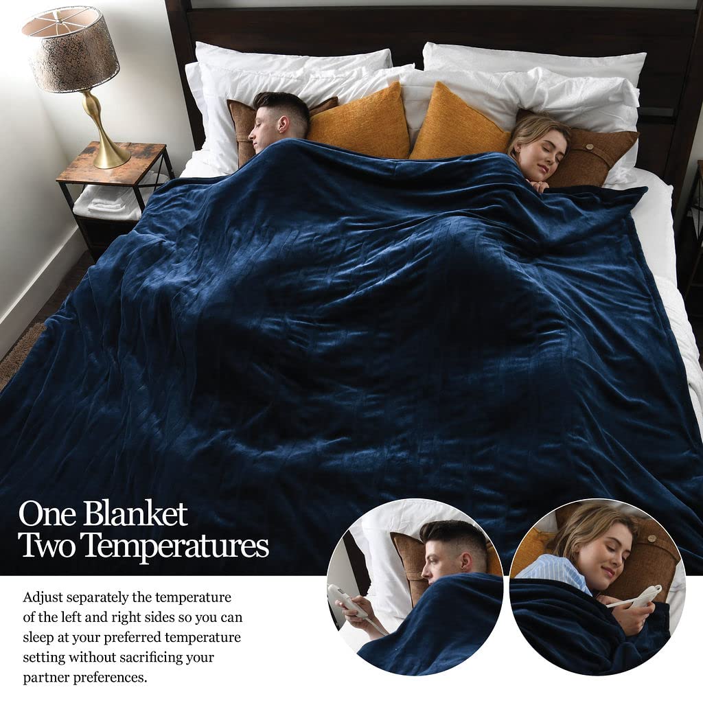Medical king Heated Blanket, Machine Washable Extremely Soft & Comfortable Electric Blanket Throw Fast Heating with Hand Controller 10 Heating Settings & auto Shut-Off (Blue, 50 x 60) BST220
