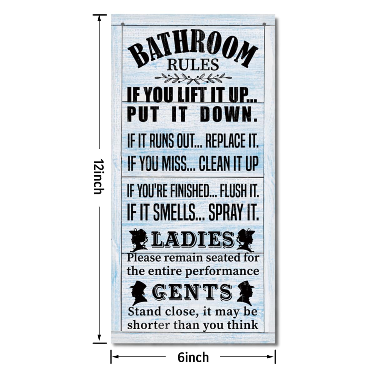 Rustic & Funny Bathroom Signs - Western & Farmhouse Bathroom Rules Wall Decor E1 BST202