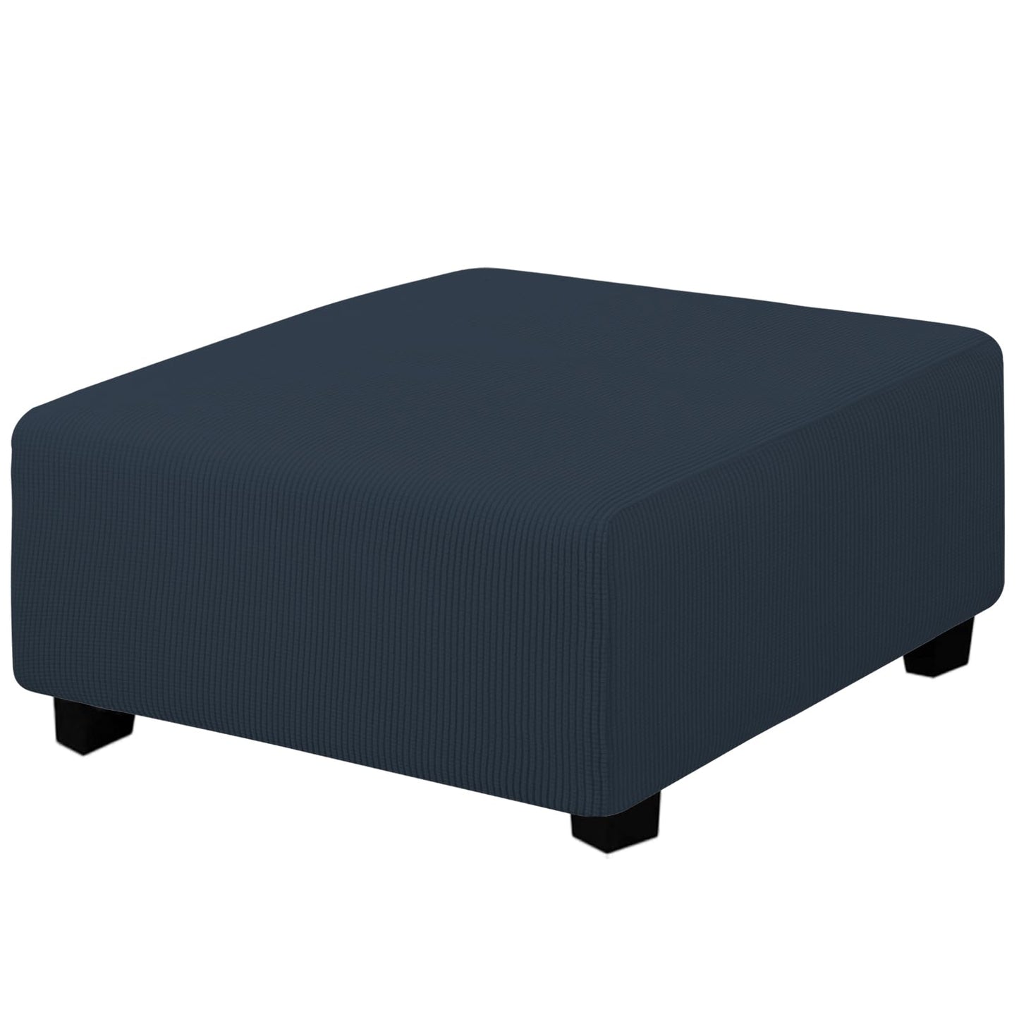 Easy-Going Stretch Square Ottoman Cover 15x15x15inch Dark Blue | Folding Storage Footstool cover Furniture Protector Soft Rectangle slipcover with Elastic Bottom BST202