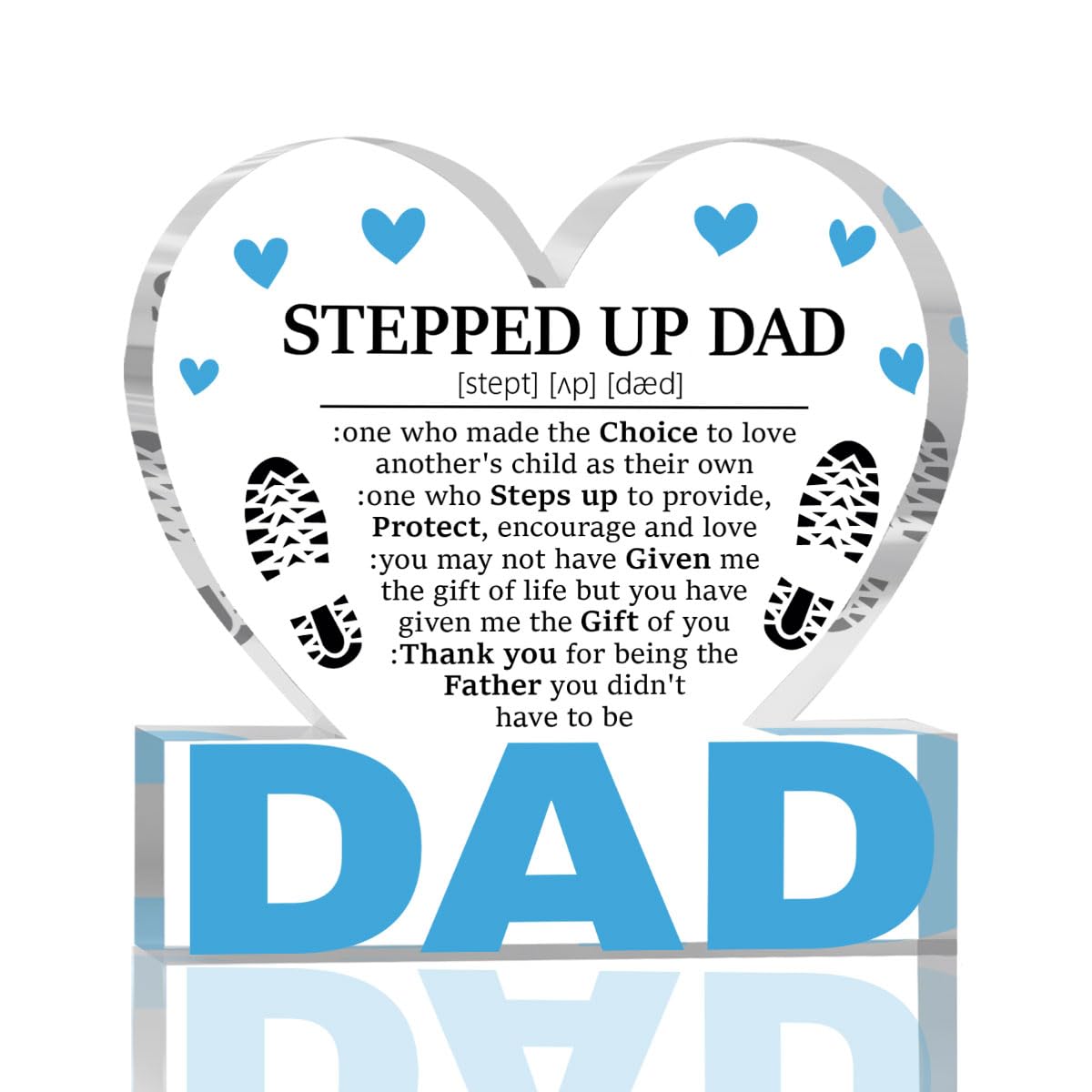 Fathers Day Bonus Dad Gifts Best Stepdad Gifts from Stepdaughter Stepson Funny Birthday Gift for Stepfather Heart Acrylic Sign Decor 4 X 4 Inches BST202