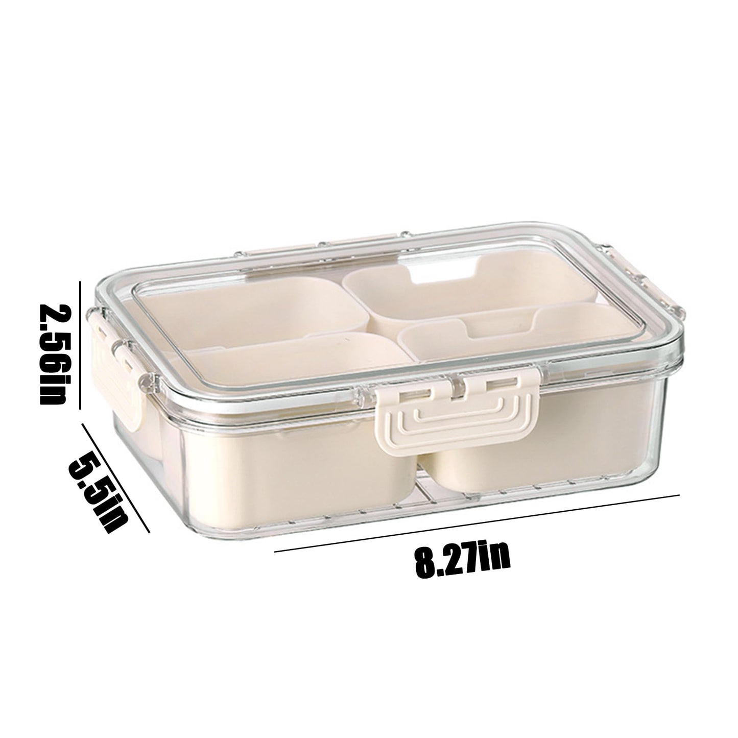 VOUKEN 2PCS Plastic Divided Serving Tray with Lid Snackle Box Charcuterie Container Portable Snack Platters Organizer for Candy, Fruits, Snacks, Nuts, for Party, Entertaining, Picnic (8 Compartment) BST326H