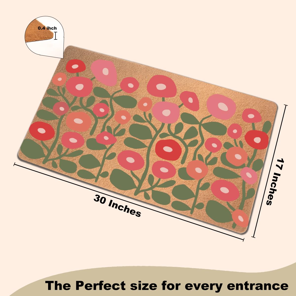 Funny Cat Door Mat 18x30 Inch, Faux Coco Coir Doormat with Non-Slip PVC Backing, Cats Printed Welcome Mat for Outdoor Indoor Entryway Porch Home Kitchen Patio, Cat Lover Gifts for Women Mom BST202