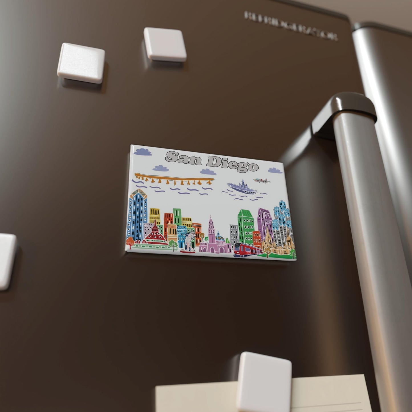 City Themed Artwork Magnet Collection by Beary Blu - Designed in The USA, Collectible Souvenirs Gifts 2.5" x 3.5" (Dallas) BST220