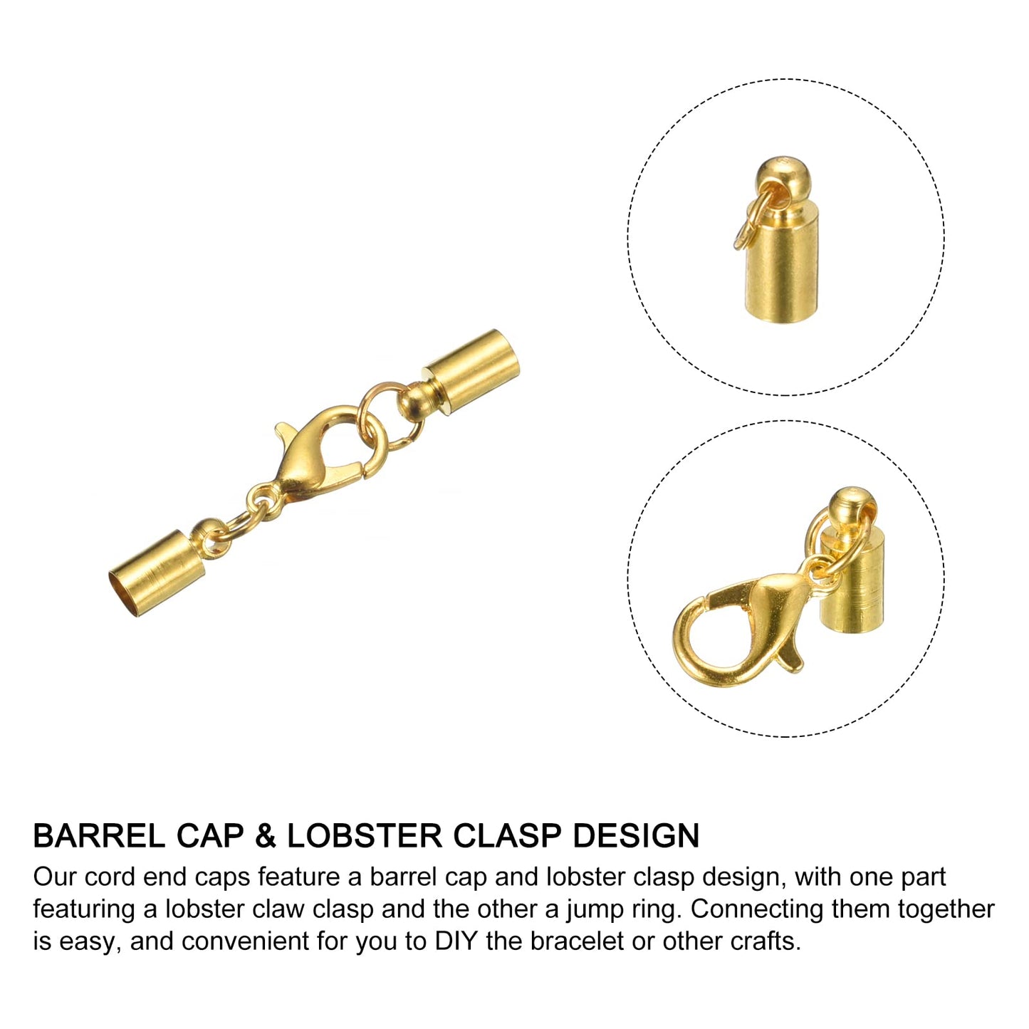 uxcell 20Sets Leather Cord End Caps with Lobster Claw Clasps Fit 4.5mm Cords, Barrel Terminators for DIY Making Leather Bracelets, Bronze Tone BST326L
