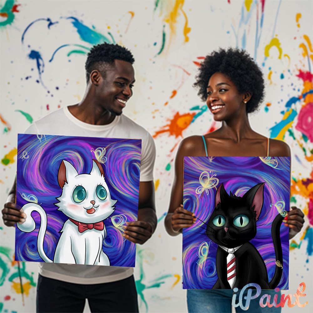2Pcs Sip and Paint Kit for Adults,Valentines Couple Painting Kit Supplies Canvas, Pre Drawn Canvas to Paint for Date Night for Couples DIY Acrylic Painting Kits Party Favor 8×10 WN420