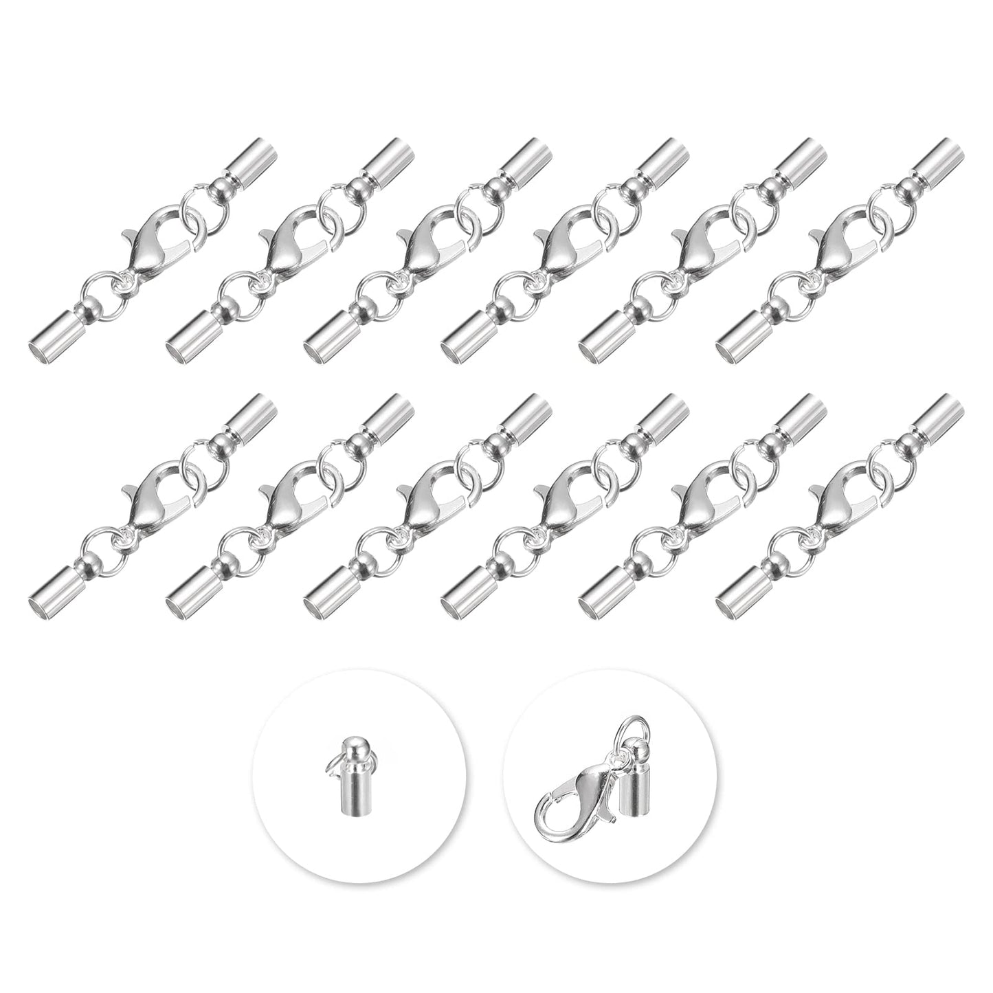 uxcell 20Sets Leather Cord End Caps with Lobster Claw Clasps Fit 4.5mm Cords, Barrel Terminators for DIY Making Leather Bracelets, Bronze Tone BST326L