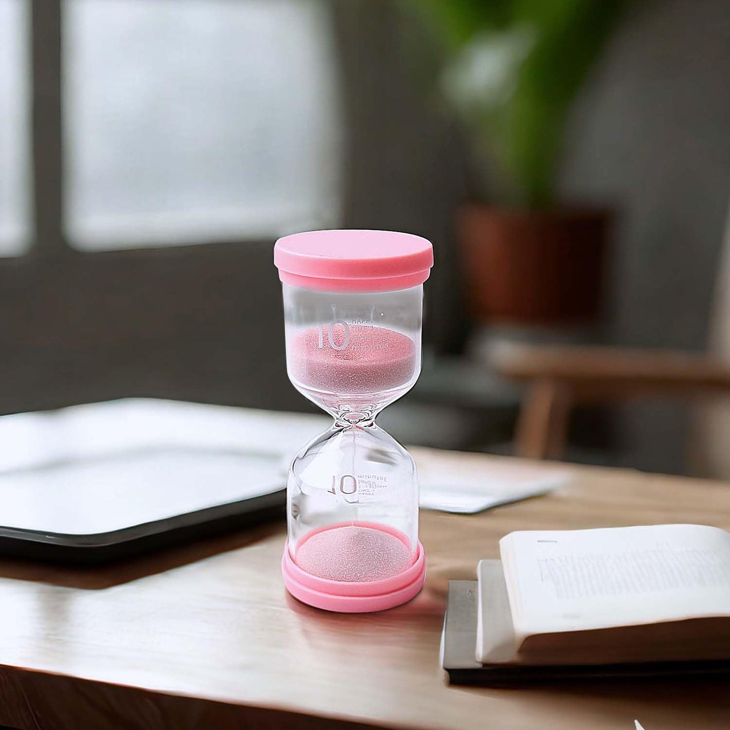 Solar Luminous Hourglass Timer Sand Clock Crafts Glass Decoration, 10 Minutes /15 Minutes /30 Minutes for Living Room Office Home Decoration (Pink-10 mins) BST220