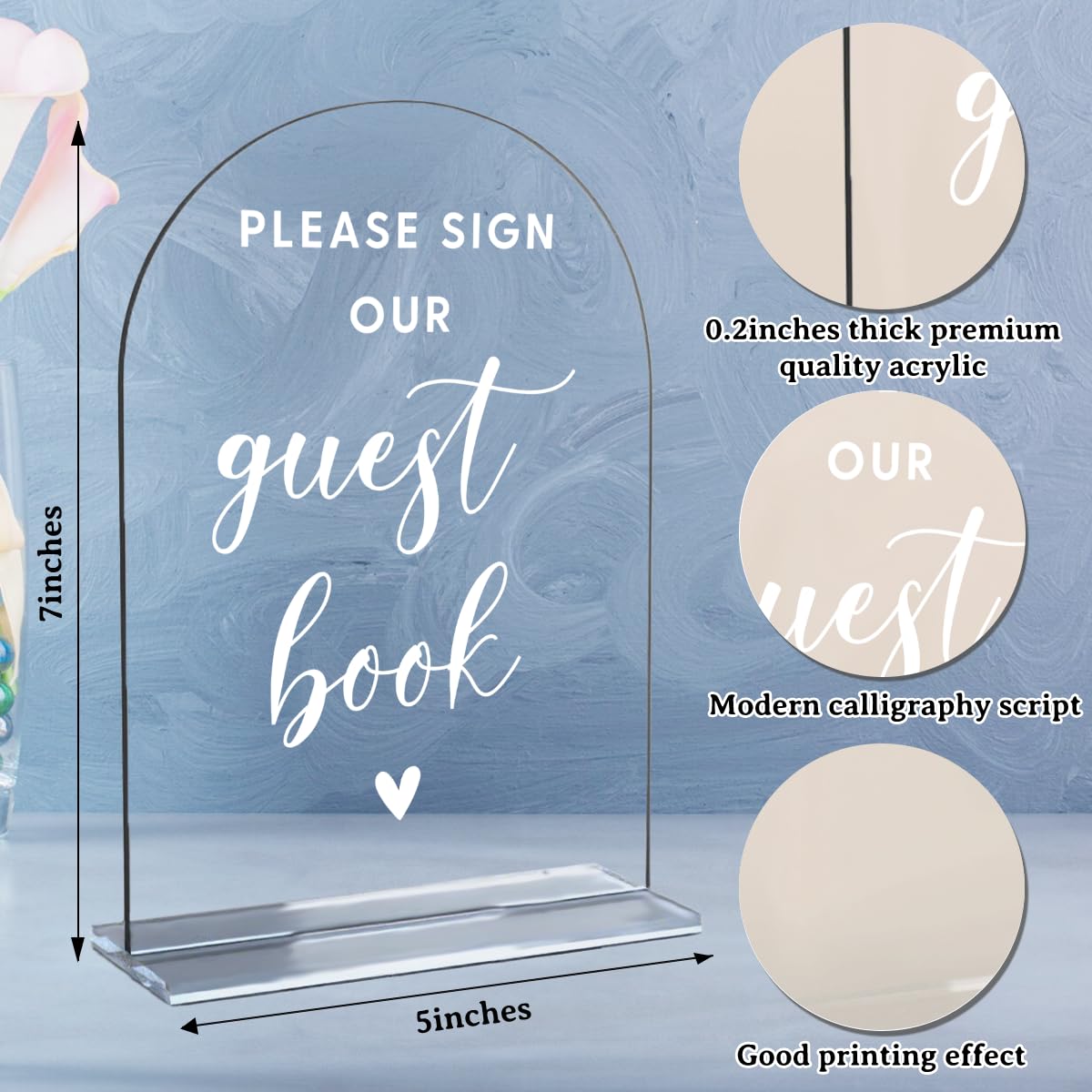 Acrylic Wedding Signs, Bridal Shower Decorations, Modern Arched Round Top Acrylic Table Top Sign with Holder for Wedding Reception Party Dinner - Can't Wait to See What Develops (Clear) BST326L