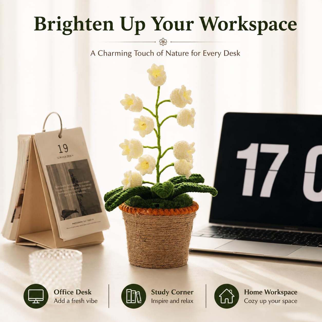 1PC Lily of The Valley Lamp Crochet Flowers Bouquet Light Gift for Women | Cute Night Light for Mother's Day, Wife, Girlfriend, Birthday, Perfect Home or Office Decor Battery Included BST220