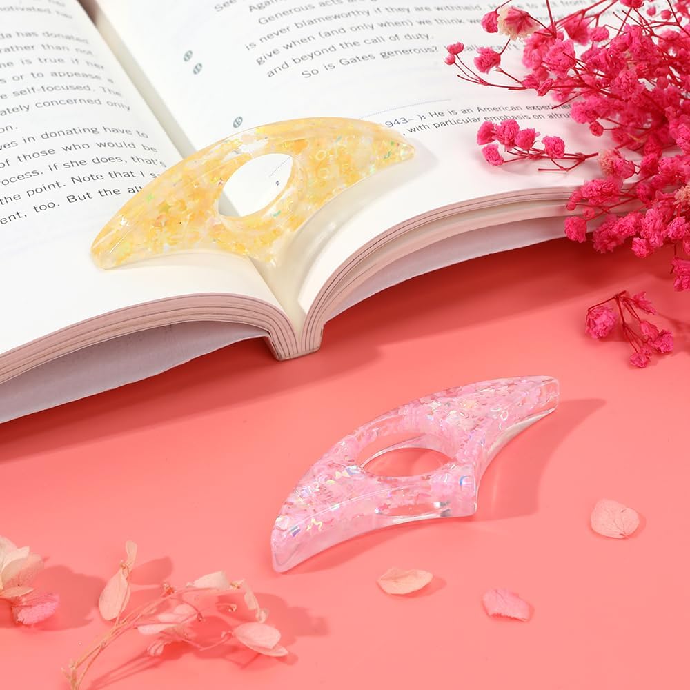 Book Page Holder, 2 Pieces Thumb Page Holder for Reading, Cute Handmade Resin Bookmark, Books Opener Holders Thumb Ring Pages Holders Reading Accessories for Teachers Readers Book Lovers Gifts BST326H