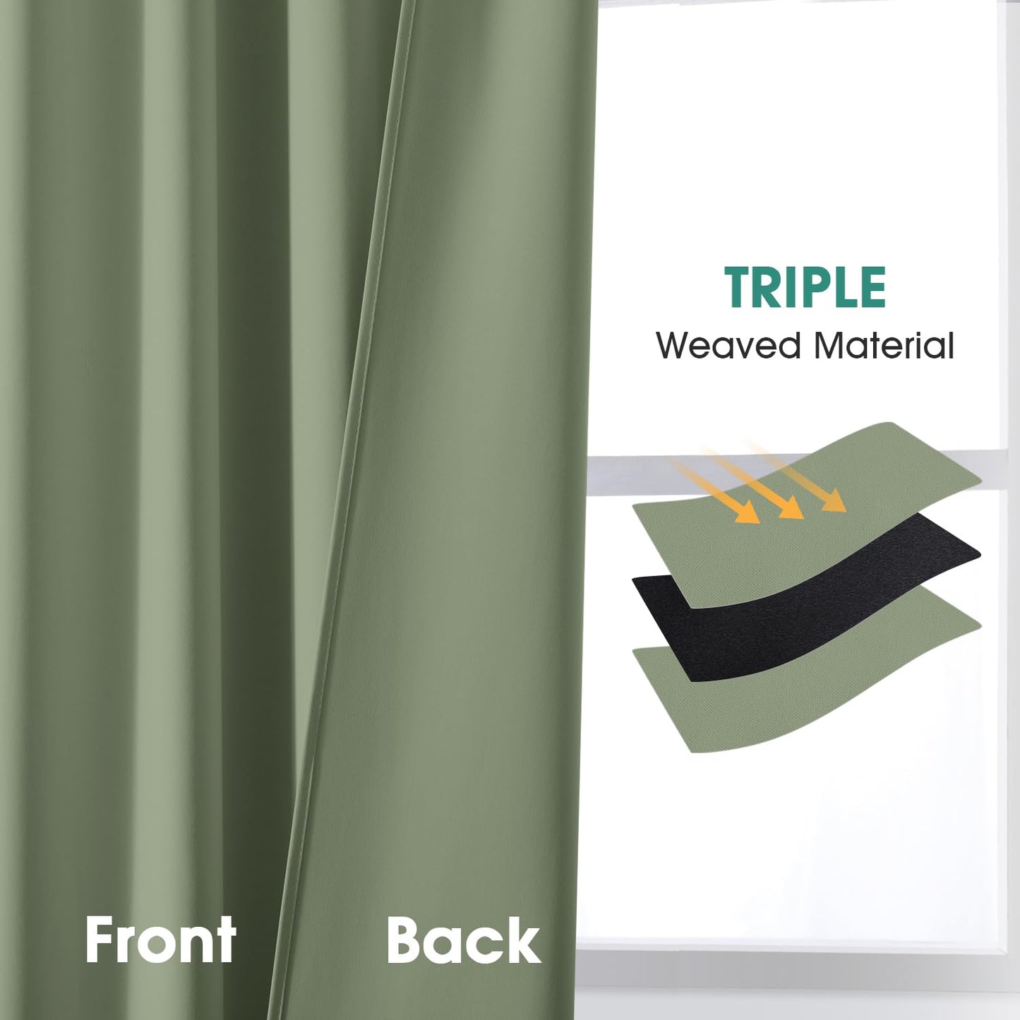 HOMEIDEAS Blackout Curtains, 2 Pages Grey Gray Room Darkening Bedroom Pinch Pleated Curtains Thermal Insulated Back Tab Rod Pocket Drapes for Bedroom, W52 x L63 BST326H