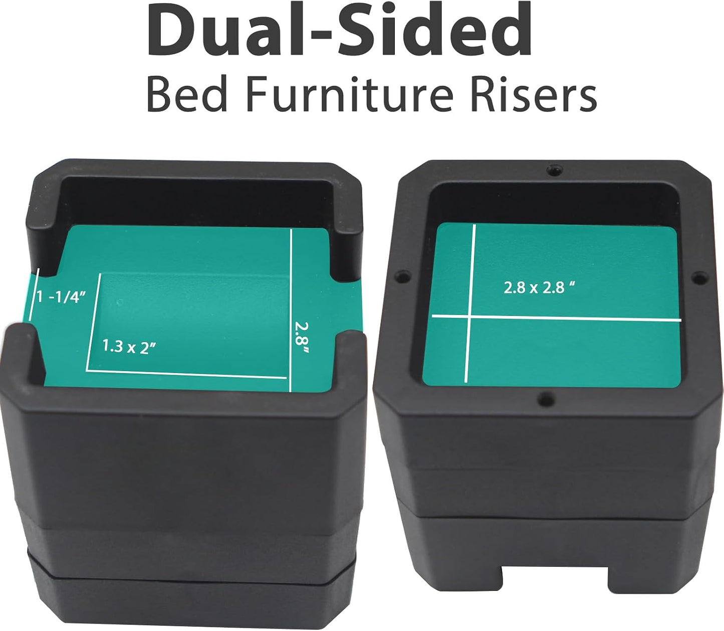 MYMULIKE Bed Risers 6 Pack, 4 inch Bed Lifts Risers for Casters Wheel, Adjustable Height 2, 3 or 4 inch Heavy Duty 6000lbs Bed Furniture Risers for Bed Frame, Furniture, Table, Black BST202