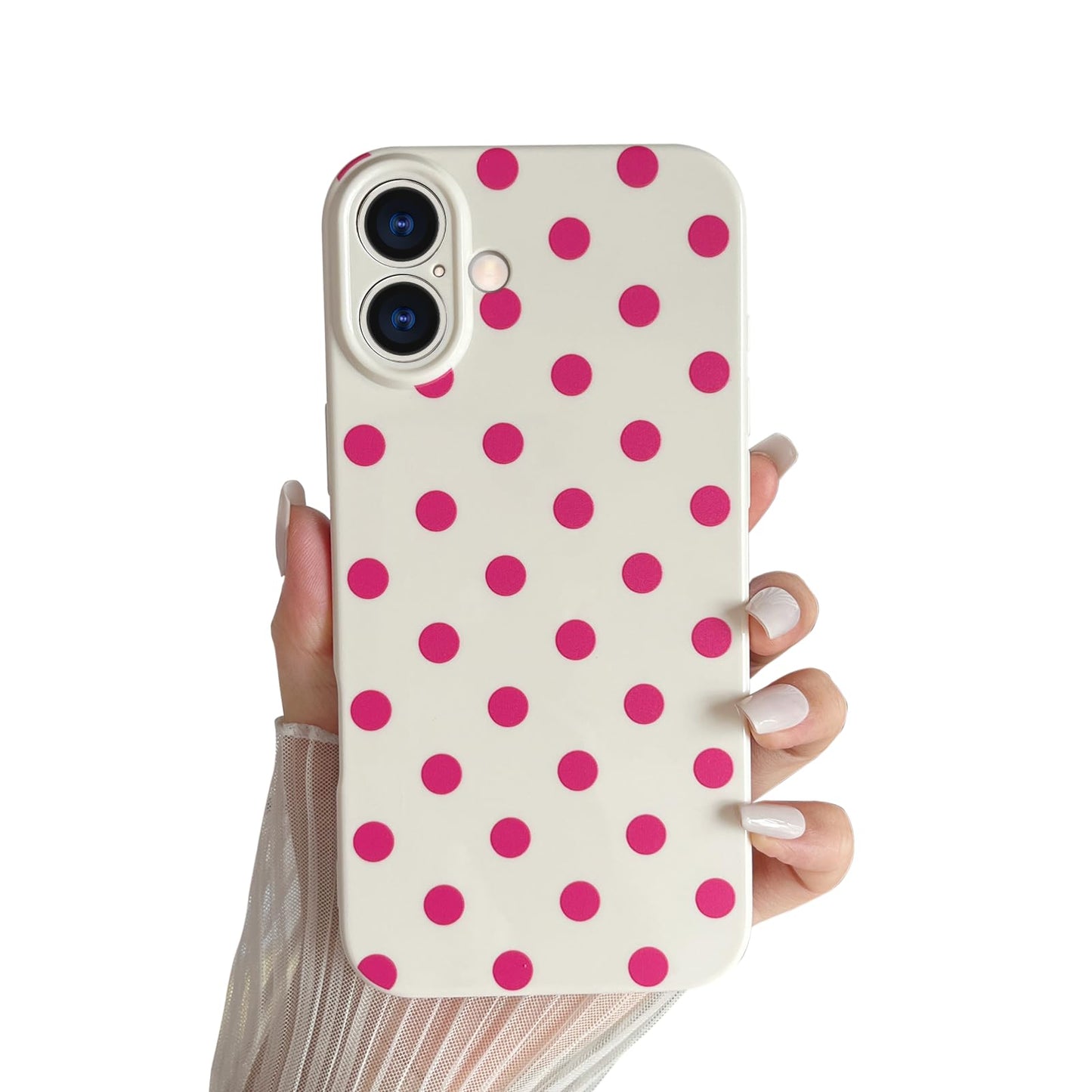 Skyseaco Compatible with iPhone 15 Case Cute Polka Dot Phone Case Soft Slim TPU Shockproof Phone Cover Full Camera Protection for Women Girls - Black WN420