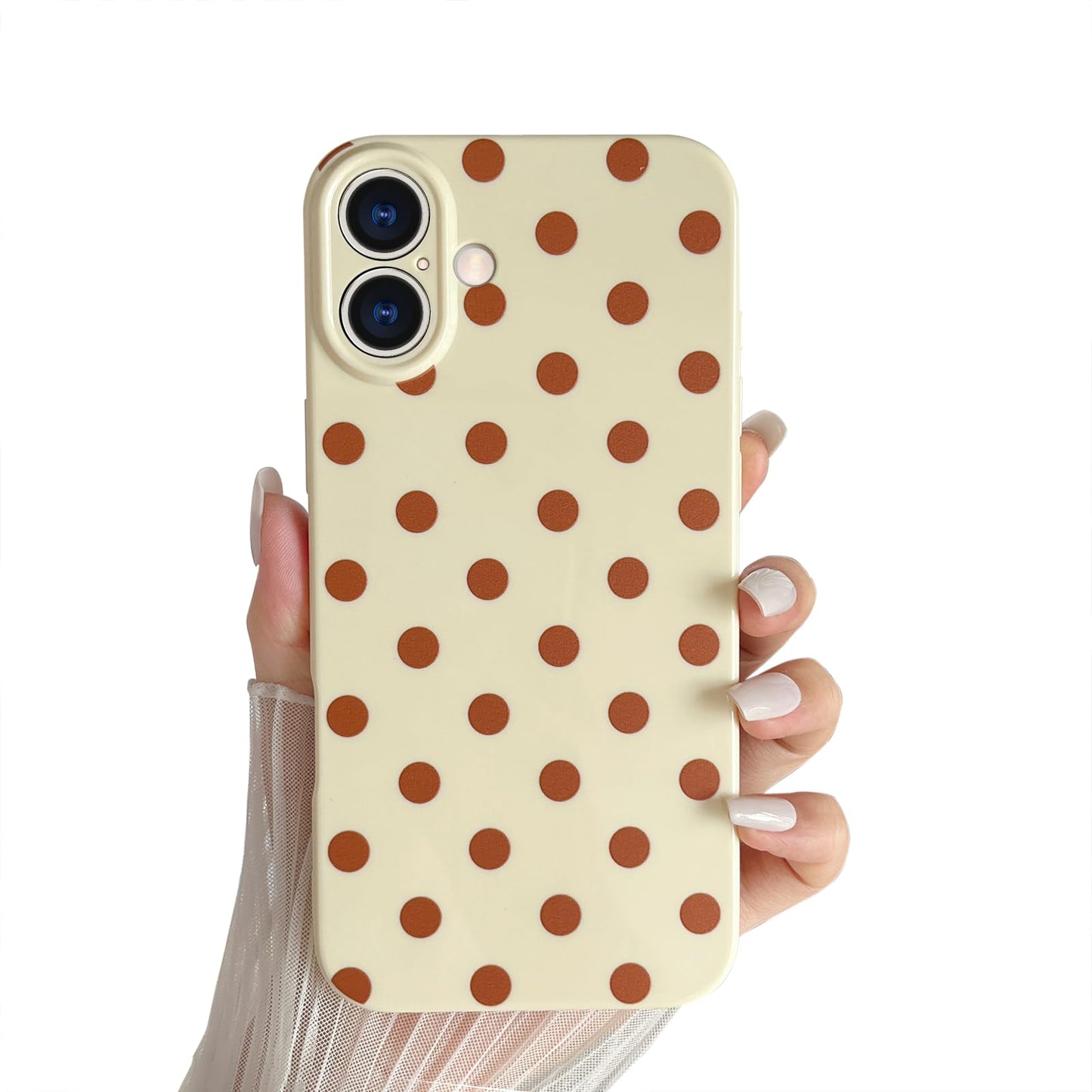 Skyseaco Compatible with iPhone 15 Case Cute Polka Dot Phone Case Soft Slim TPU Shockproof Phone Cover Full Camera Protection for Women Girls - Black WN420