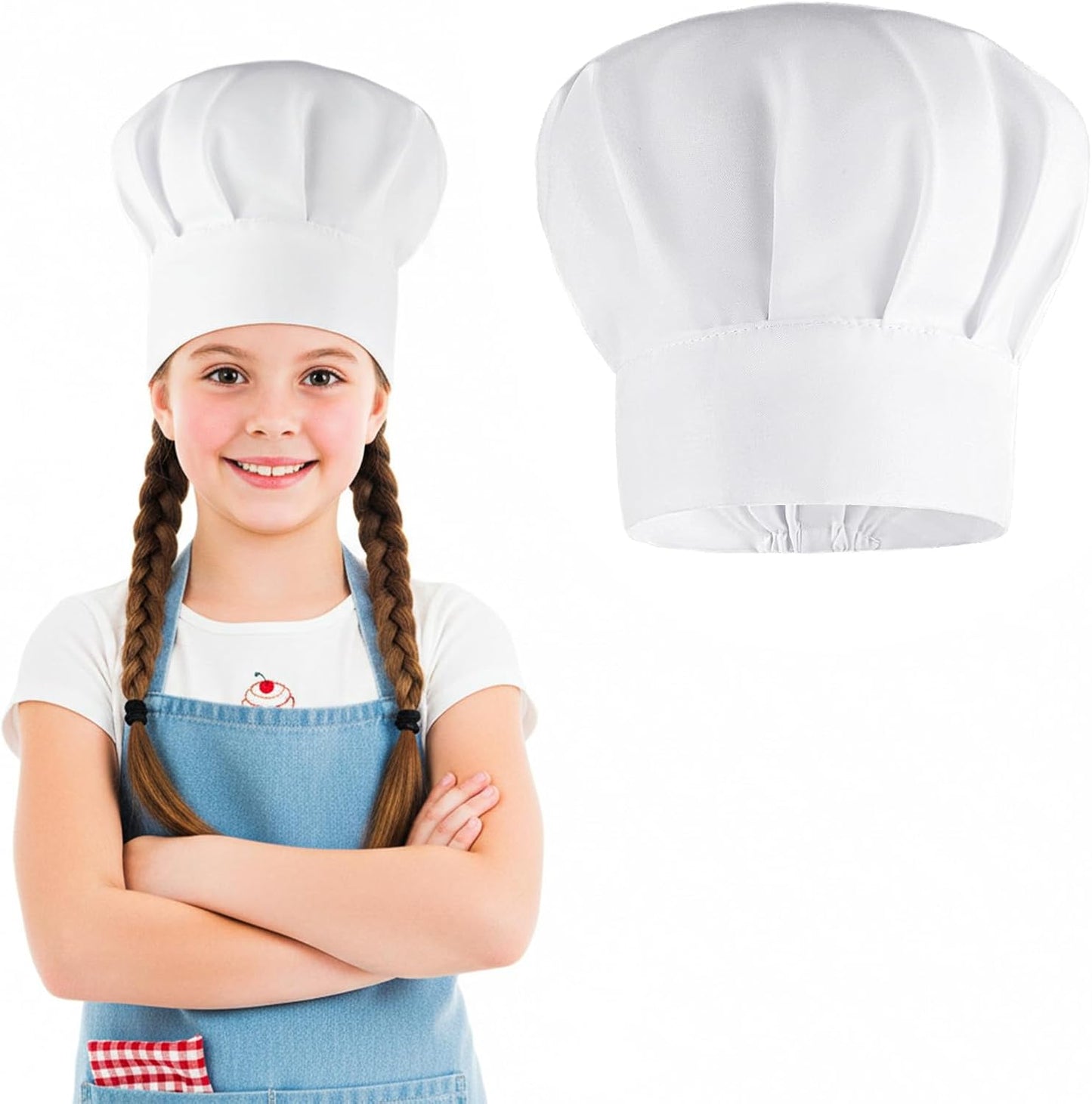 Chef Hats for Kids White Kitchen Cooking Chef Cap Polyester Cotton Baker Hat for Kitchen Baking Parties BST220