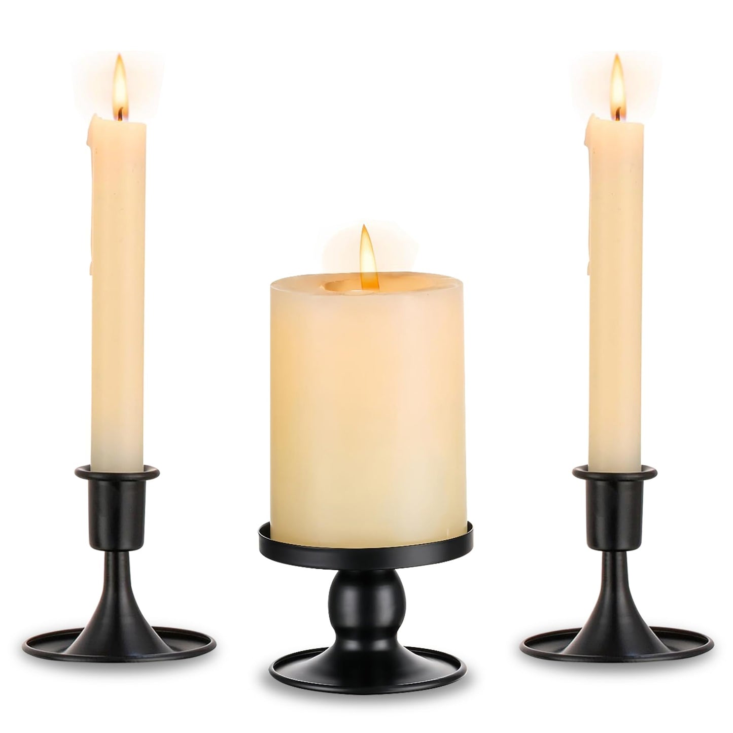 Unity Candle Holder - Unity Candle Holders for Weddings, Metal Unity Candlestick Holder Set of 3, Decorative Unity Candle Stand for Wedding Ceremony Table Centerpiece Decoration Gift (Silver) BST202