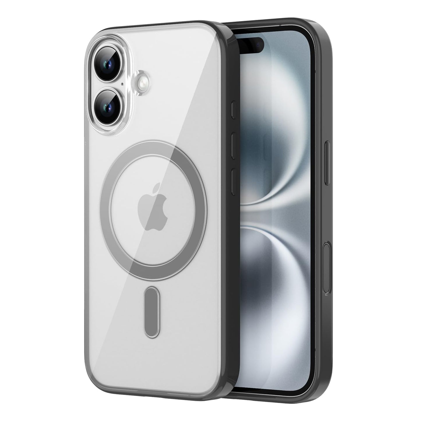 PULOKA for iPhone Case Compatible with Magsafe, Color Bumper & Clear TPU Back Hybrid Shockproof Cover (White, iPhone 16 Pro Max) WN420
