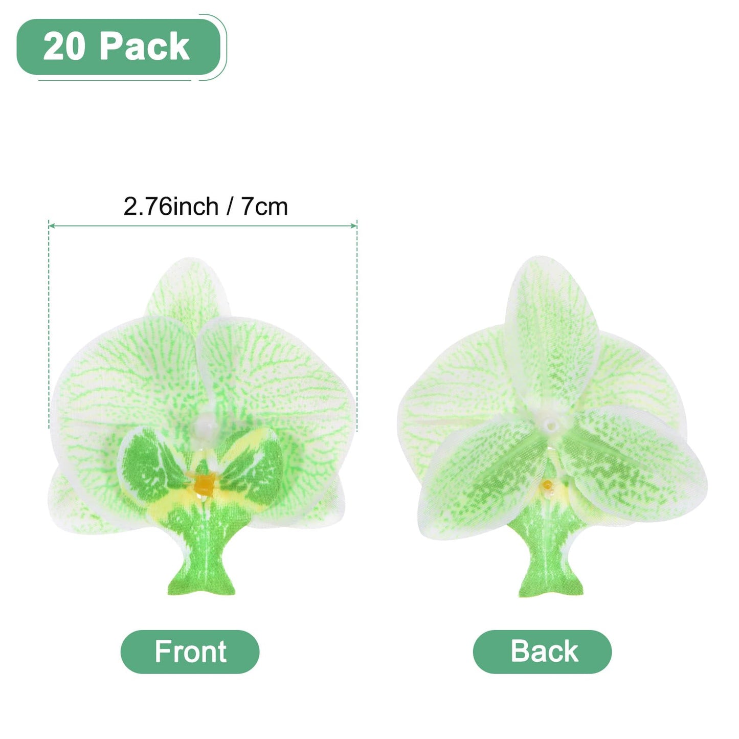 M METERXITY 20-Pack Artificial Orchid Flower Heads, Silk Faux Butterfly Flowers Head for Wedding/Bouquet/Bridal/Party Decor, Fake Phalaenopsis Petals Bulk [2.76 Inch, Dark Purple] BST220