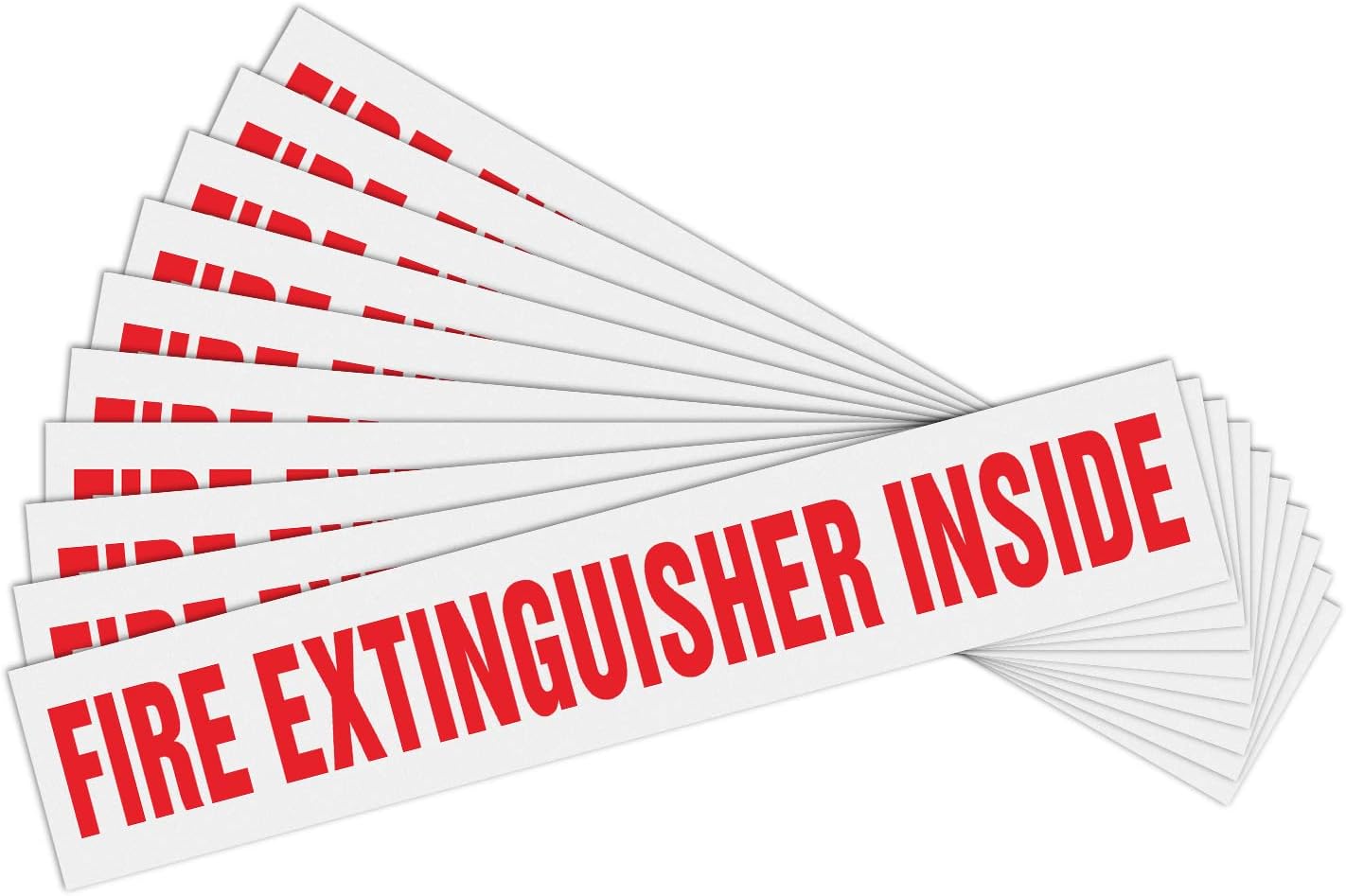 T&R Fire Extinguisher Inside Sign Stickers - 10 Pack - 9 x 1.7 Inches Reflective Label, UV resistant, waterproof, fade and scratch resistant, suitable for indoor and outdoor - White BST326L