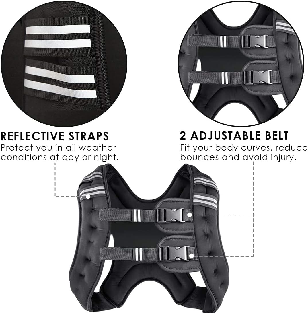 Prodigen Weighted Vest for Women and Men 8 12 16 20 25 30 Lbs with Reflective Stripe and Double Adjustable Buckle Straps Weight Vests for Strength Training, Jogging, Cardio, Weight Loss WN420