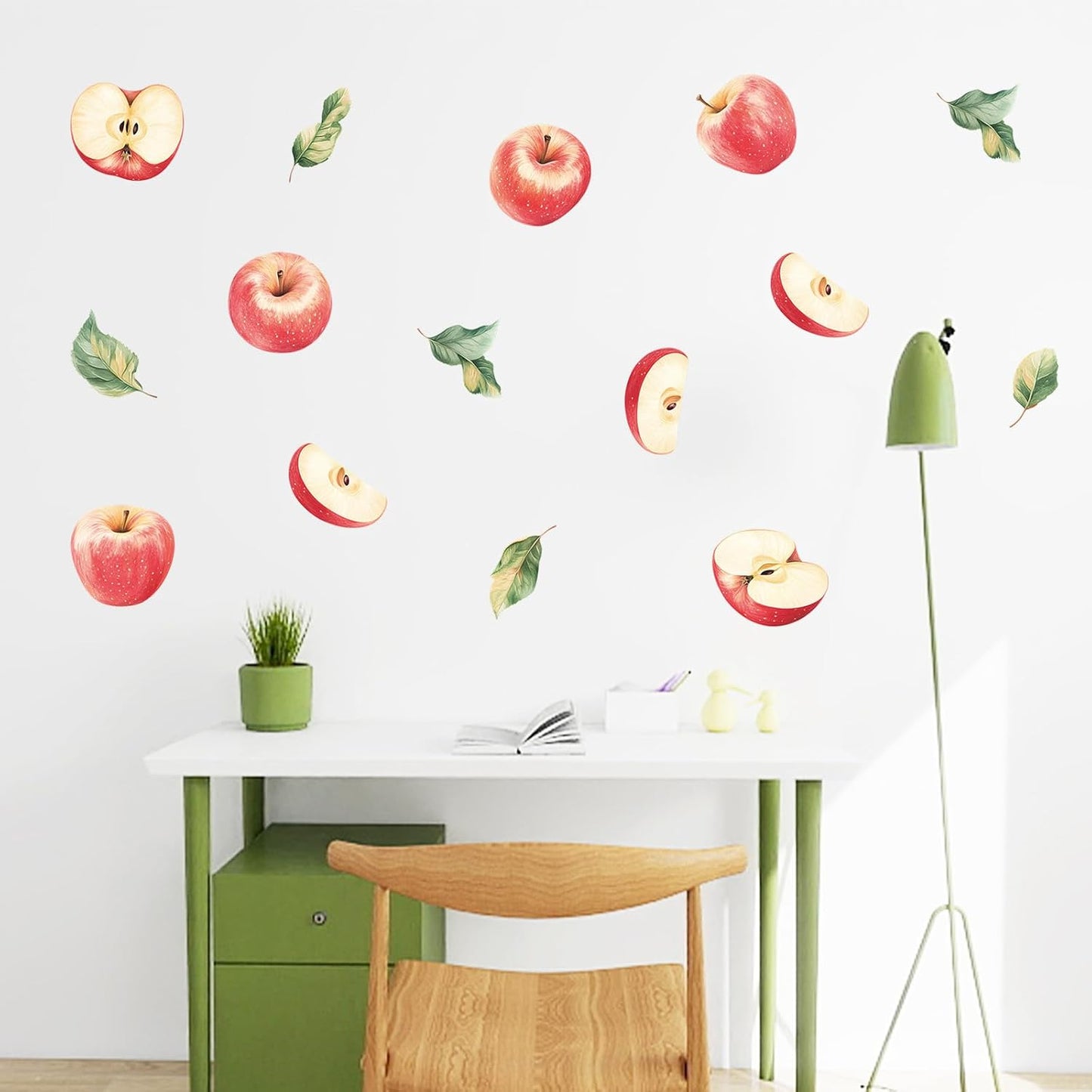 4 Sheets Apple Stickers Decals Wall Decor | Summer Wall Decals, Fruit Stickers, Apple Decor For Kitchen Bathroom Home Classroom, Summer Farmhouse Party Decorations BST202