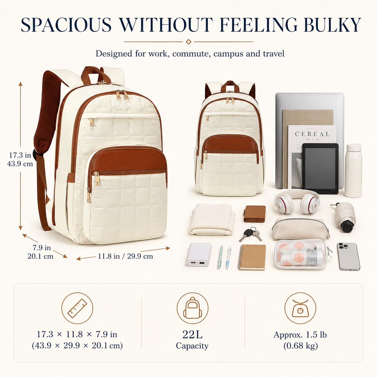 CAMTOP College Backpacks for Women, School Backpack with Insulated Lunch Pocket BST326H