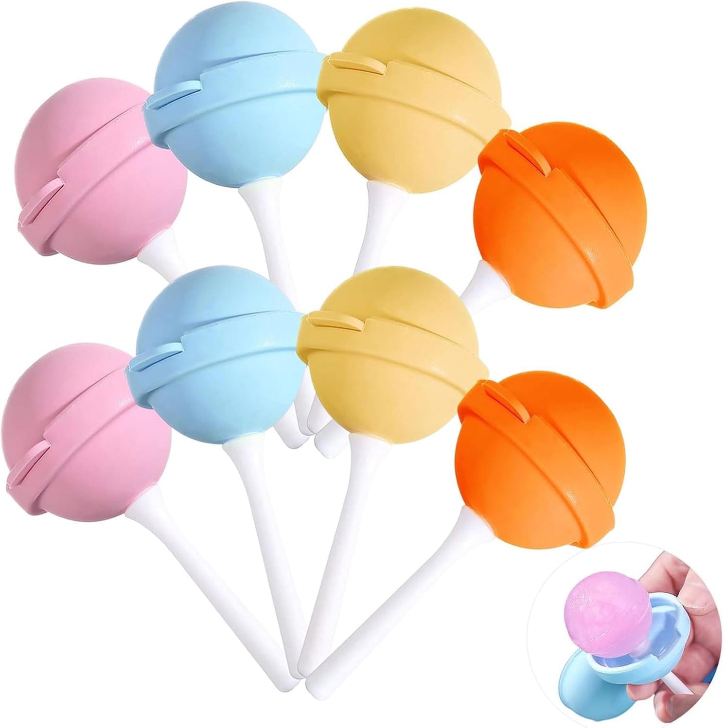 Silicone Lollipop Ice Cream Maker Molds，Ice Pop Molds Popsicle Maker， Colorful Diy Popsicle Maker For Summer Parties, Creative Sphere Popsicle Mold For Home (4pcs) BST202