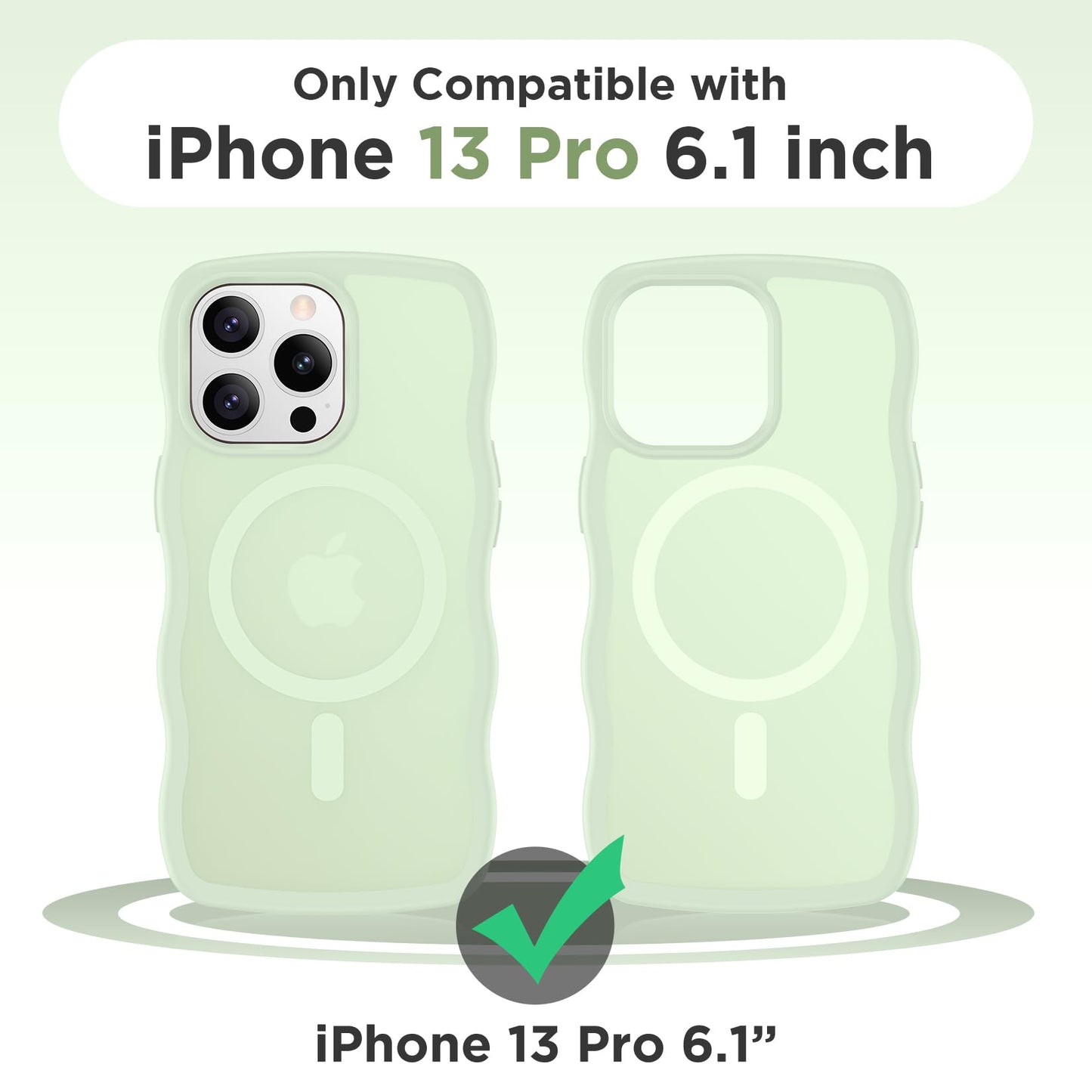 Magnetic for iPhone 13 Pro Case, Compatible with MagSafe Cute Wave Non-Slip Translucent Matte Easier Grip Shockproof Phone Case for iPhone 13 Pro, Black WN420