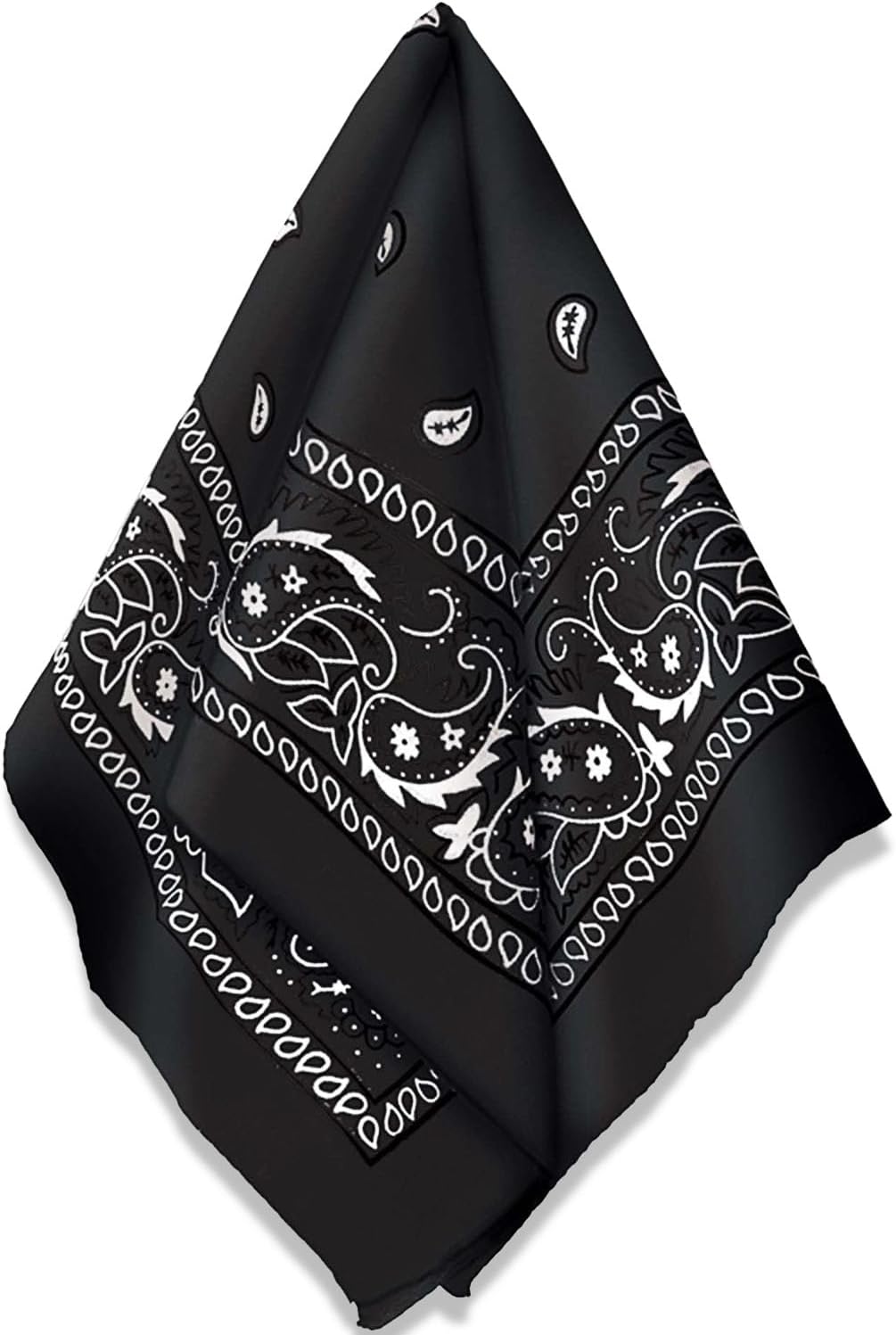 Black Cotton Bandana - 20"x20" (Pack of 1) - Vibrant & Soft, Versatile Accessory for Fashion, Costumes, and Outdoor Adventures WN420