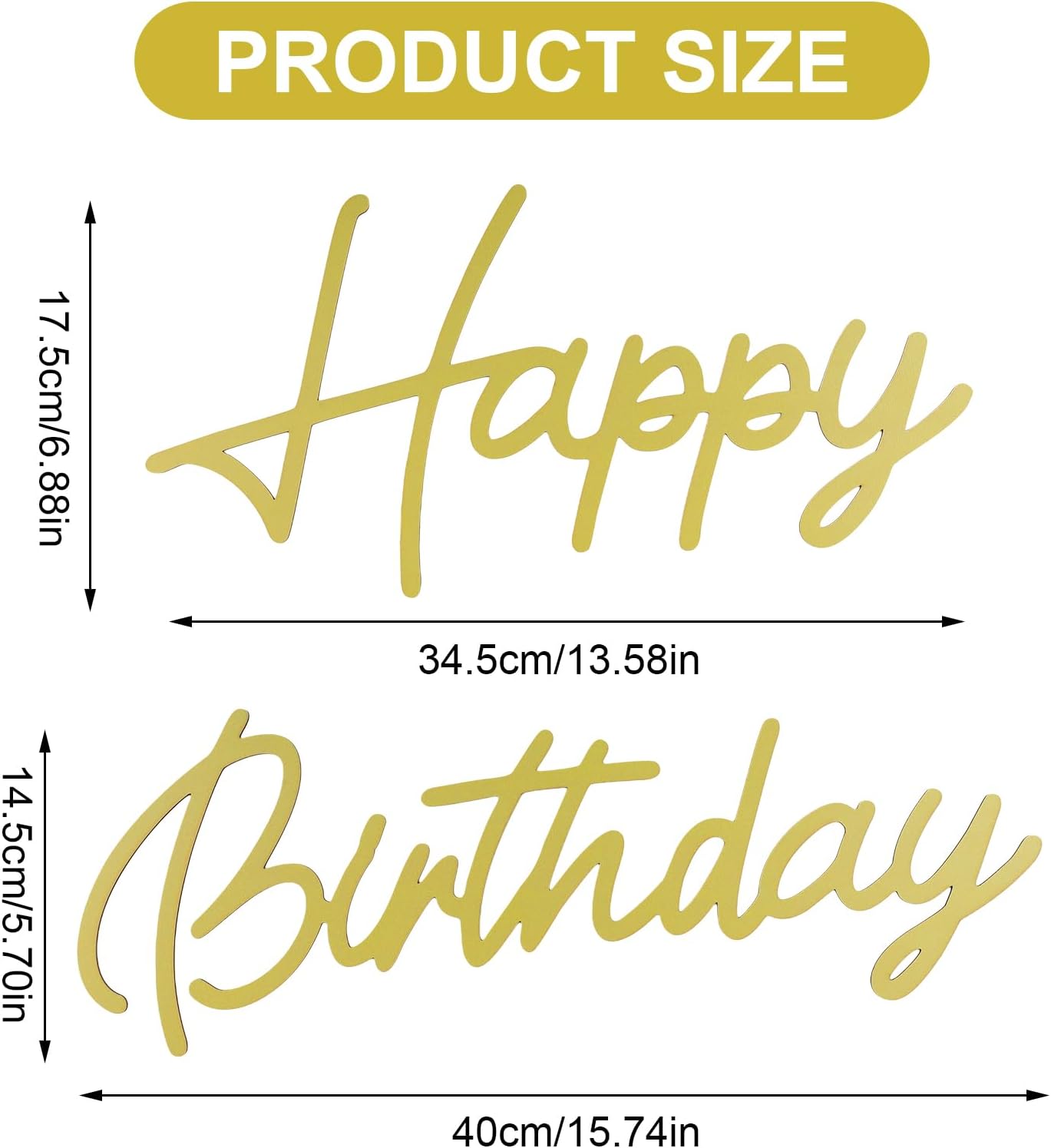 LOGJAM Happy Birthday Wooden Sign For Backdrop, Gold Wall Decor, Rustic Letters Birthday Party Decoration BST220