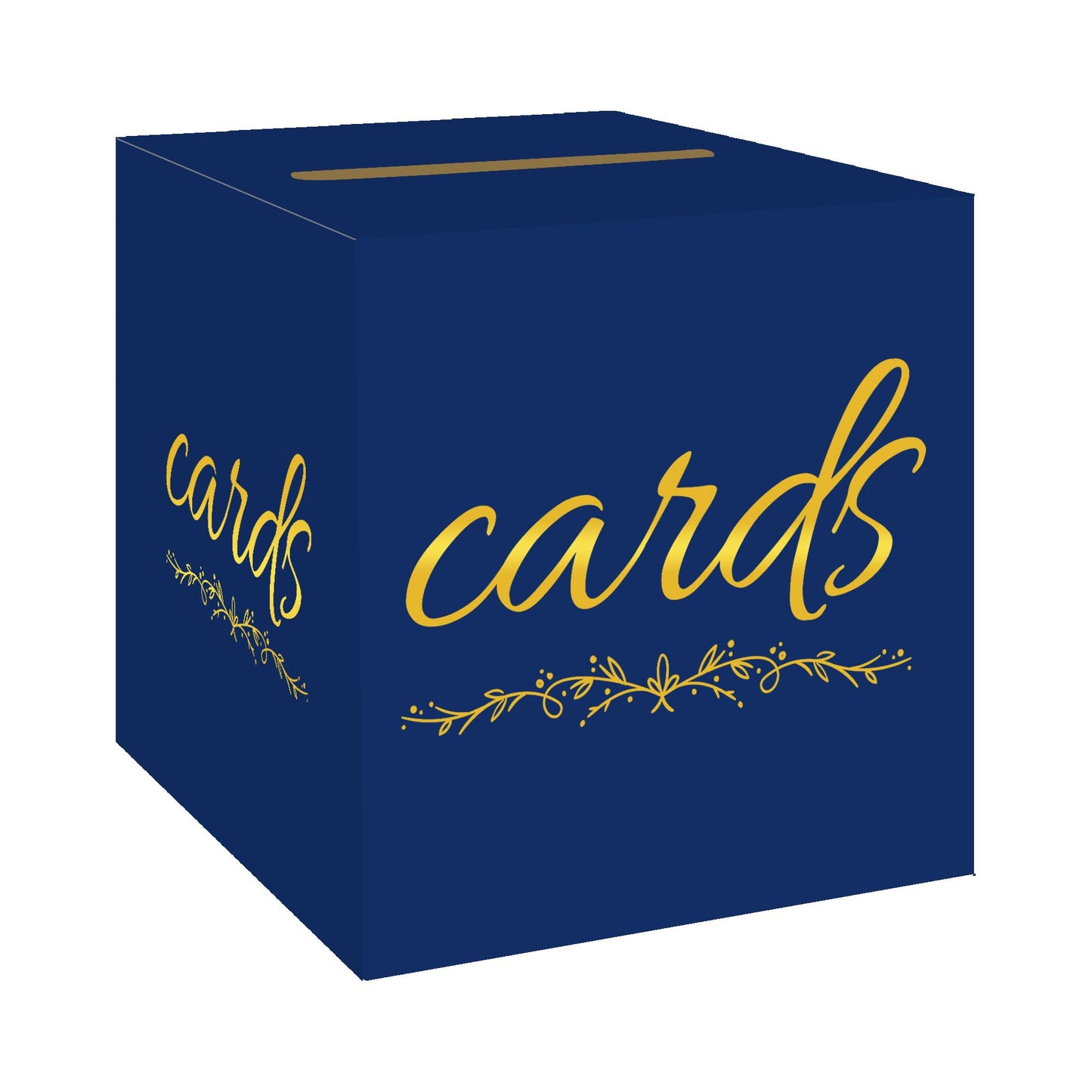 1 Pack White and Gold Wedding Card Box for Party Graduation Bridal Baby Shower Retirement Decorations Cardboard Birthday Card Holder Raffle Ballot Voting Box with Slot 7.8 x 7.8 x 7.8 In BST220