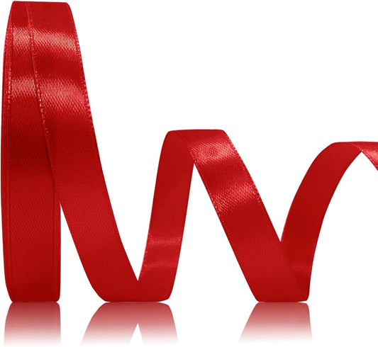 OMAIGAR Red Ribbon 1/2 Inch Width, Solid Satin Ribbons with 25 Yards Length Silk Fabric for Gift Wrapping or Wedding Party Birthday Decoration - Red,1/2 Inch x 25 Yards BST326L