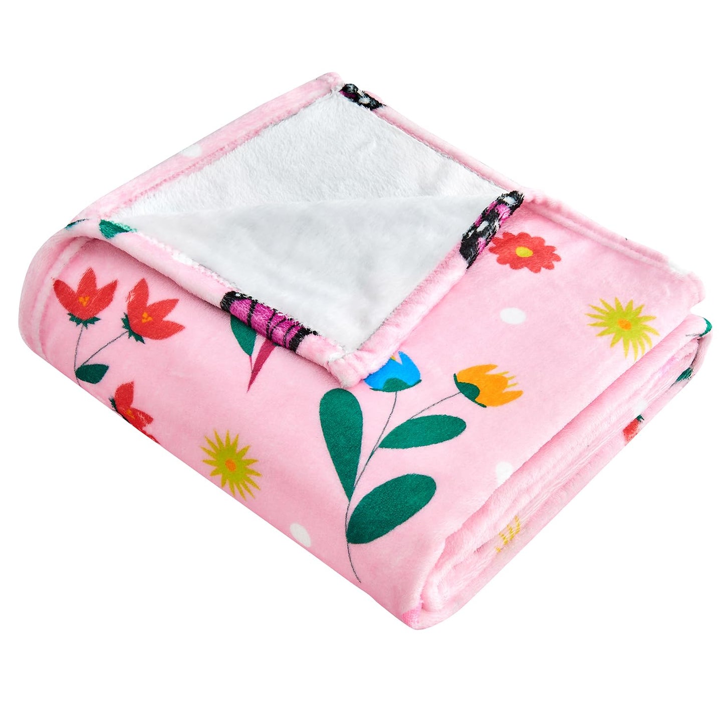 Butterfly Kids Throw Blanket for Girls Teens Toddler Pink Soft Fuzzy Flannel Bed Blanket Colorful Flowers Birthday Gifts for Women Girls Kids Teens Adults, 60”x80” BST326H