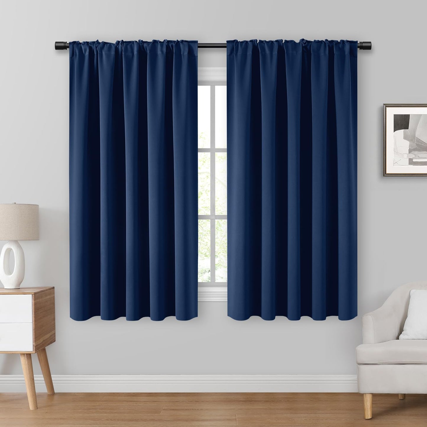 HOMEIDEAS Blackout Curtains, 2 Pages Grey Gray Room Darkening Bedroom Pinch Pleated Curtains Thermal Insulated Back Tab Rod Pocket Drapes for Bedroom, W52 x L63 BST326H