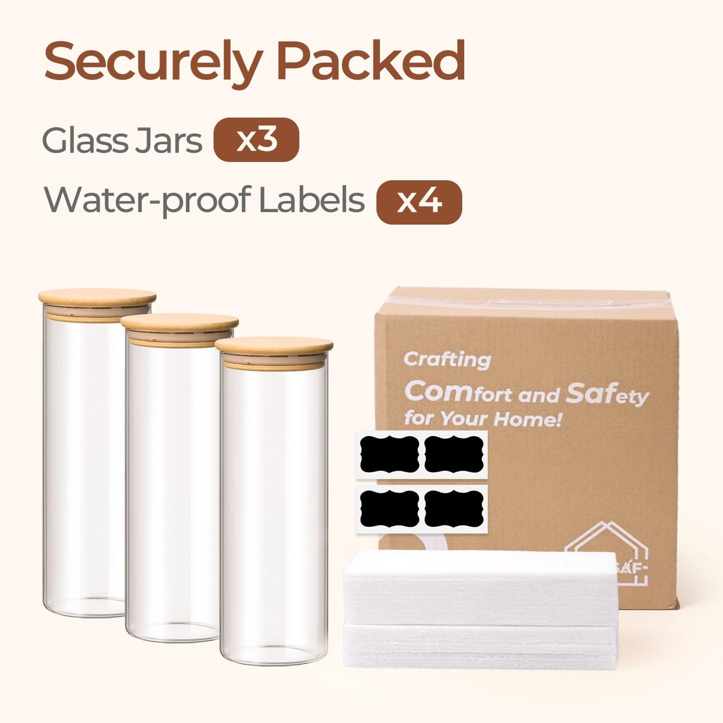 ComSaf Glass Storage Containers With Lids 0.5 Qt, 6 Pack Small Glass Jars | Small Glass Containers, Spice Jar 15oz, Candy, Family Snack Storage, Coffee Bar Organization, Size For Subpackage, BPA Free BST220