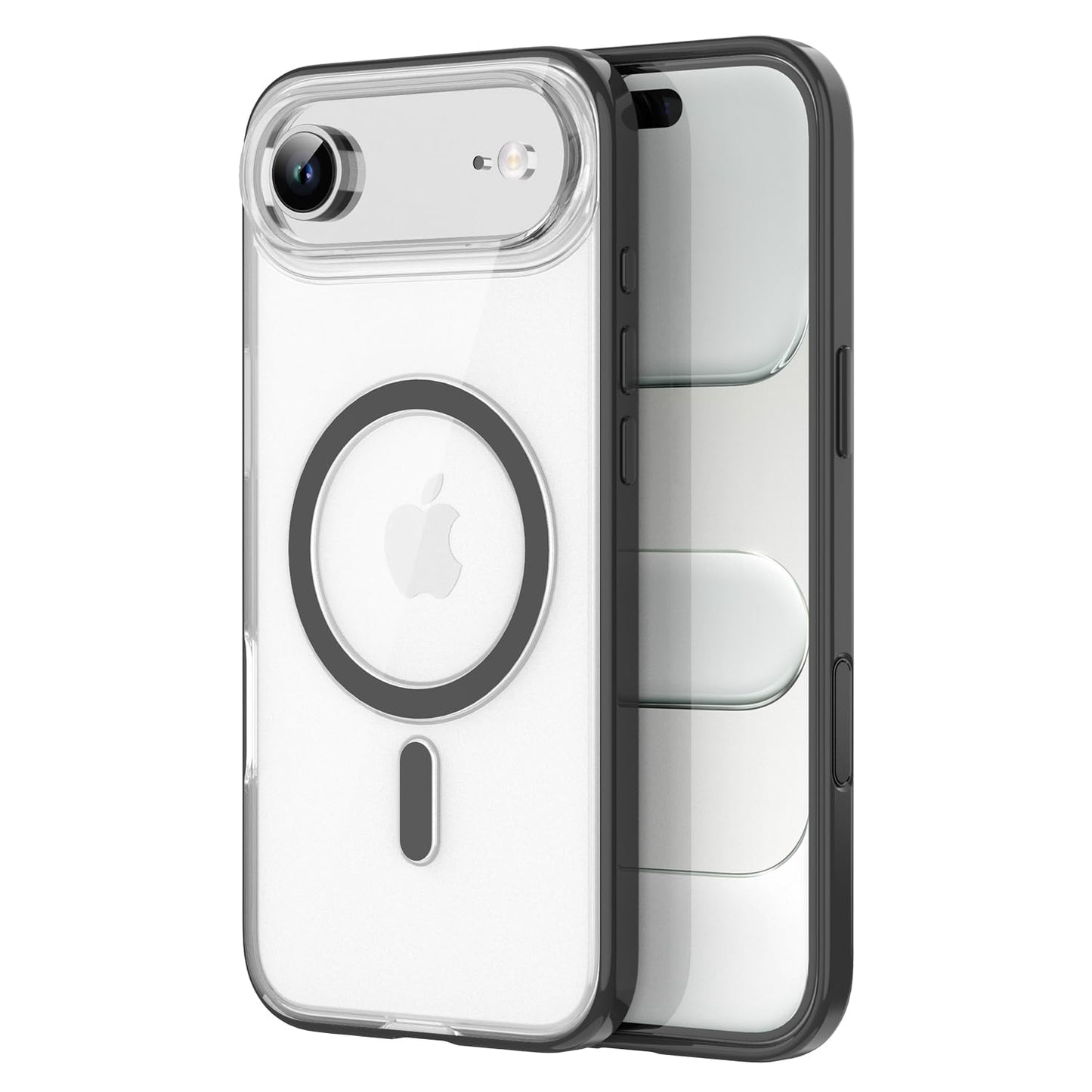 PULOKA for iPhone Case Compatible with Magsafe, Color Bumper & Clear TPU Back Hybrid Shockproof Cover (White, iPhone 16 Pro Max) WN420