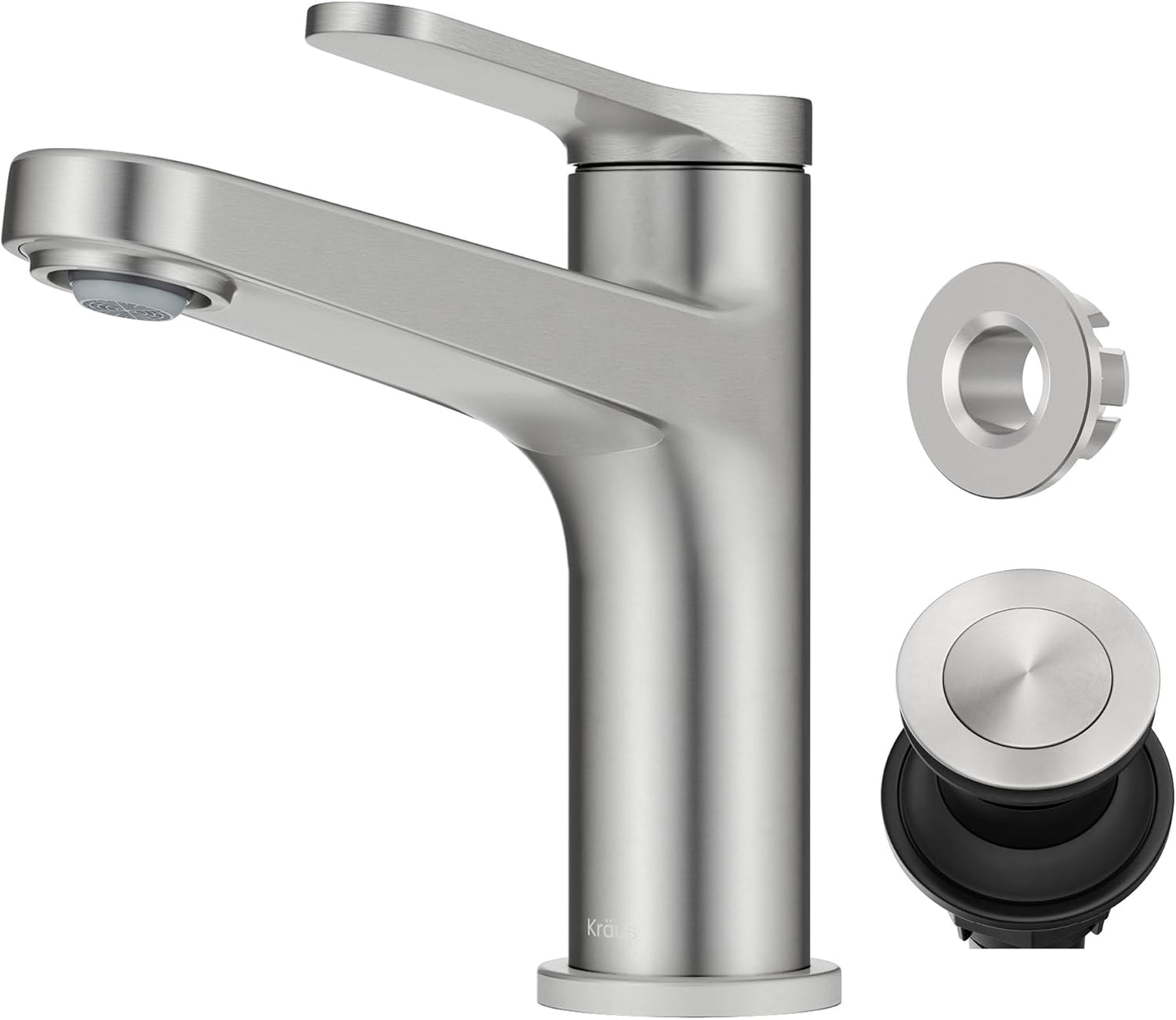 KRAUS Indy Single Handle One Hole Bathroom Sink Faucet in Spot-Free Brushed Nickel 78