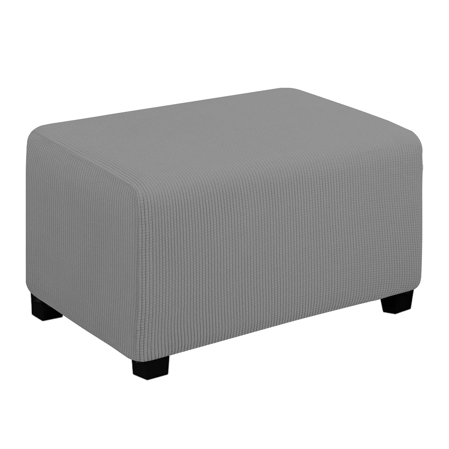Easy-Going Stretch Square Ottoman Cover 15x15x15inch Dark Blue | Folding Storage Footstool cover Furniture Protector Soft Rectangle slipcover with Elastic Bottom BST202