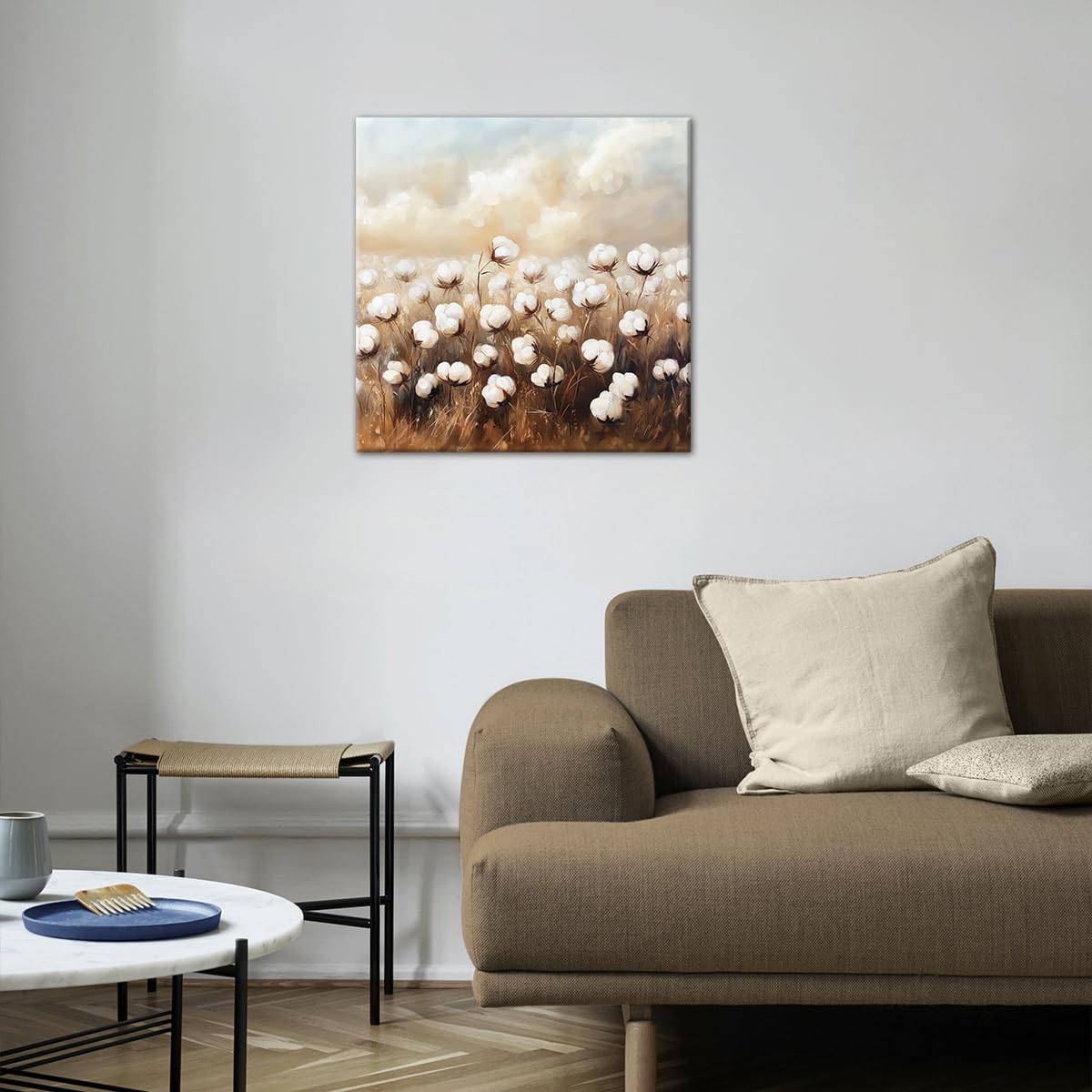 Cotton Canvas Wall Art Rustic Flower Pictures Wall Decor Country Farmhouse Floral Painting Prints Botanical Poster for Living Room Bedroom Bathroom Kitchen Decor Framed(Farm-2,12L x 12W) BST326H