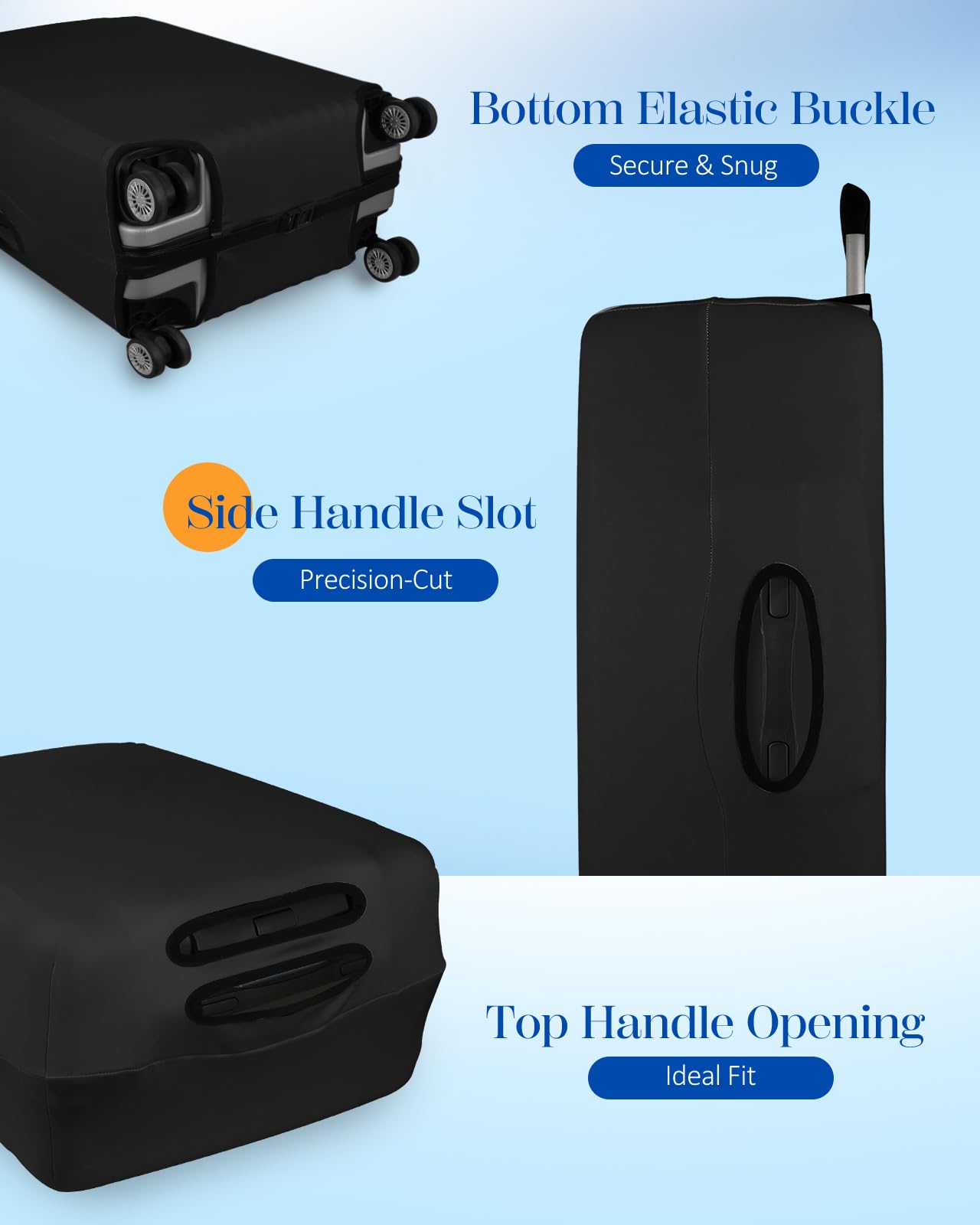 Slohif Luggage Cover for Suitcase Tsa Approved Protector - Black Luggage Sleeve Large Suit Case Cover Travel Stretch Baggage Case Protective Washable Fit 24-27 Inch BST220
