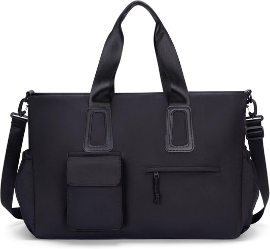 Travel Duffel Bag for Men & Women, Waterproof Overnight Weekender Gym Tote Carry On Luggage with Wet Pocket (Black) BST326H