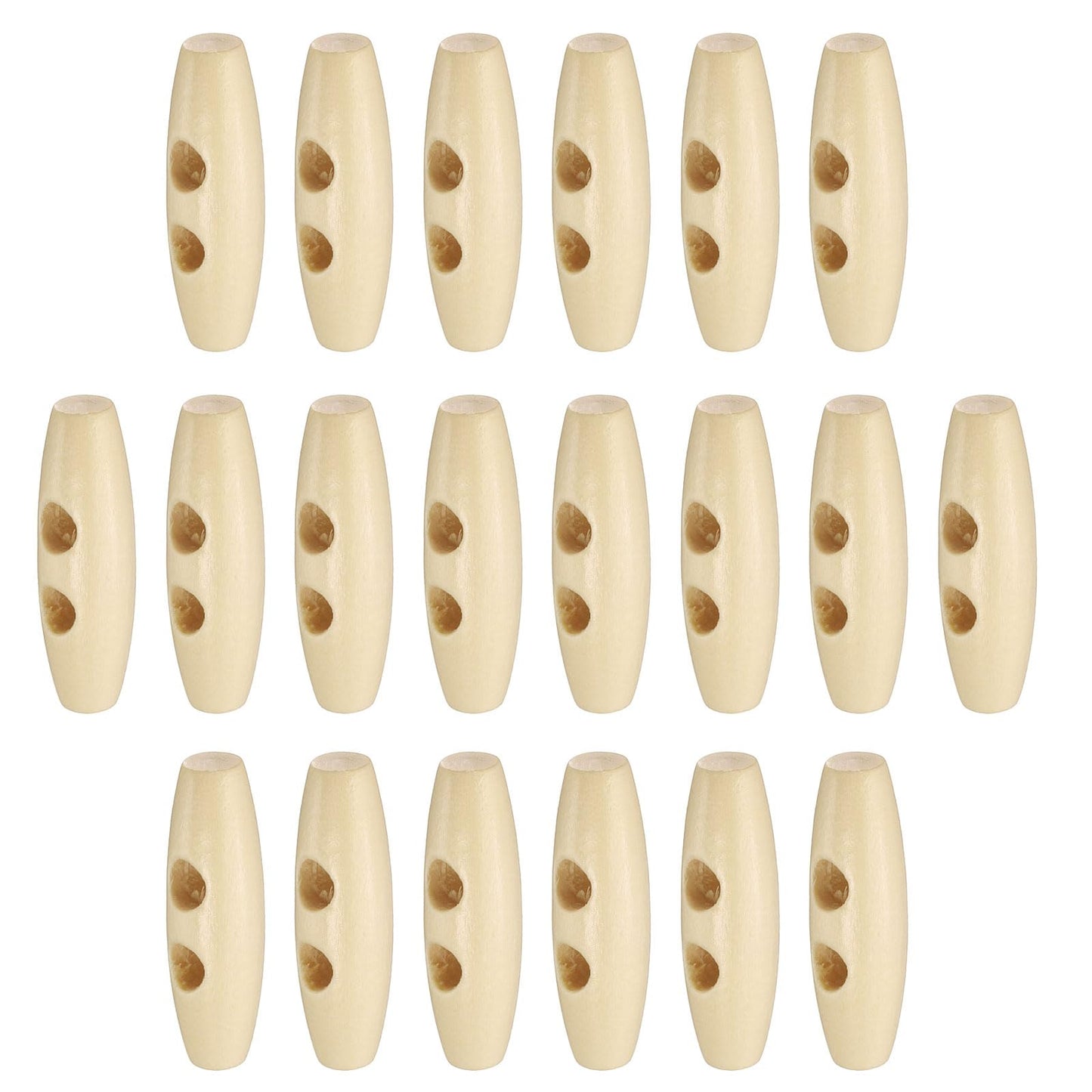 HARFINGTON 60mm / 2.4" Wooden Toggle Buttons 20pcs 2-Hole, Maroon | Wood Olive Sewing Buttons Horn Oval Buttons Sewing Accessories for Coat Sweaters Clothing DIY Craft BST326L